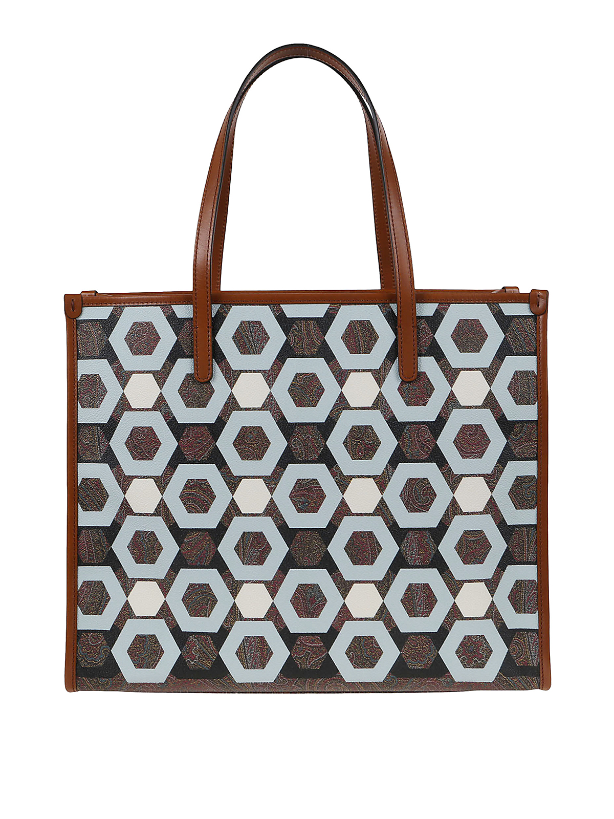 Etro Patterned Print Patch Logo Tote In Multicolour