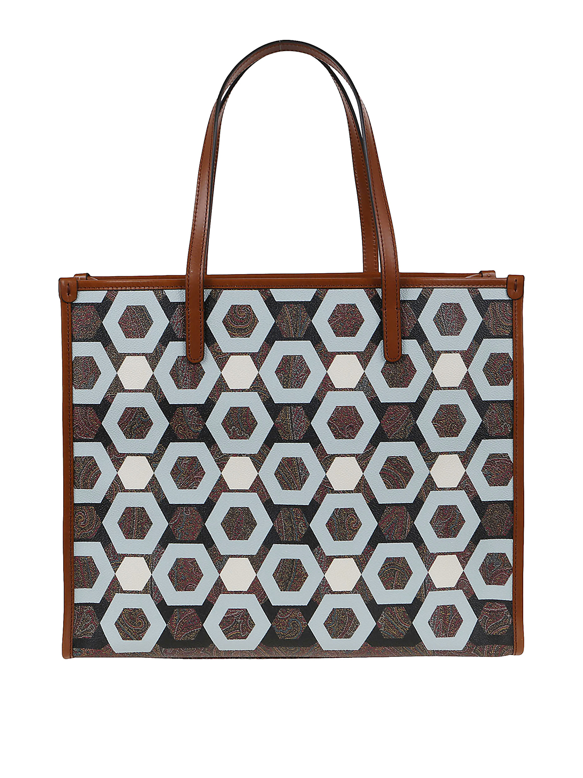 Shop Etro Patterned Print Patch Logo Tote In Multicolour