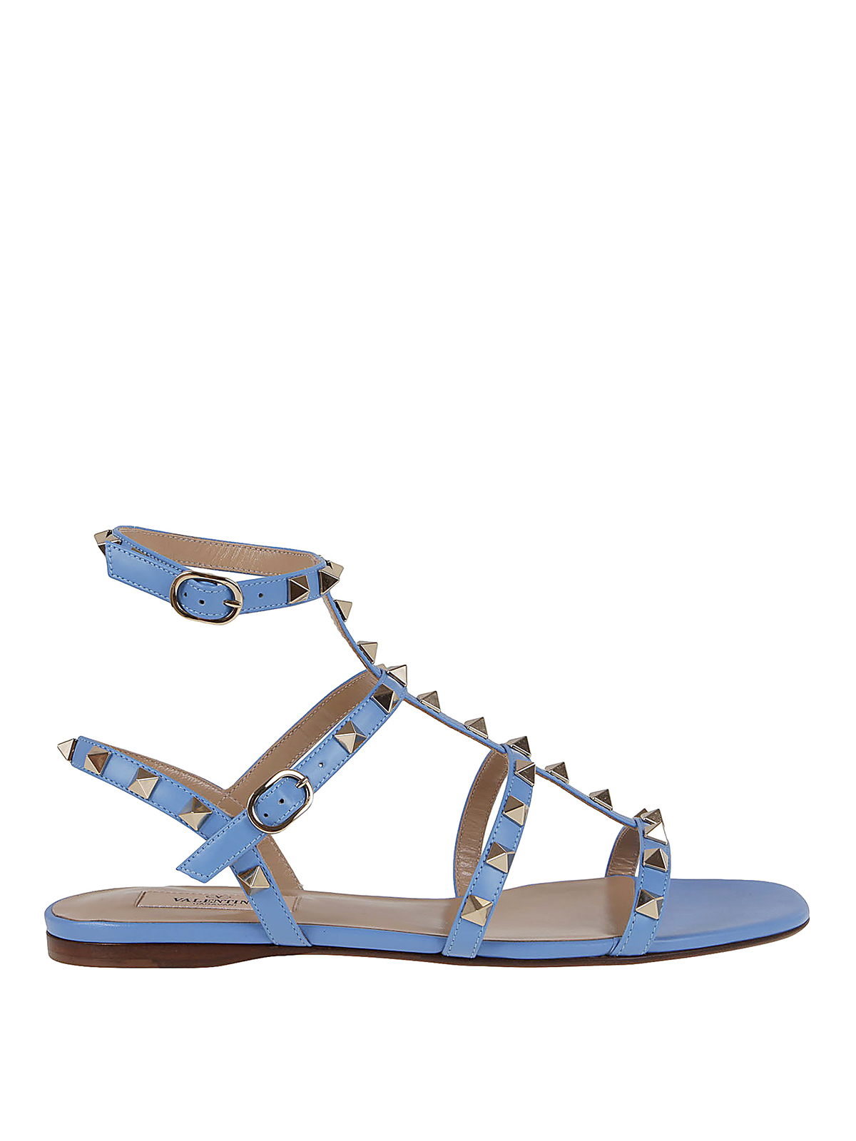 Shop Valentino Rockstud Sandals In Light Blue