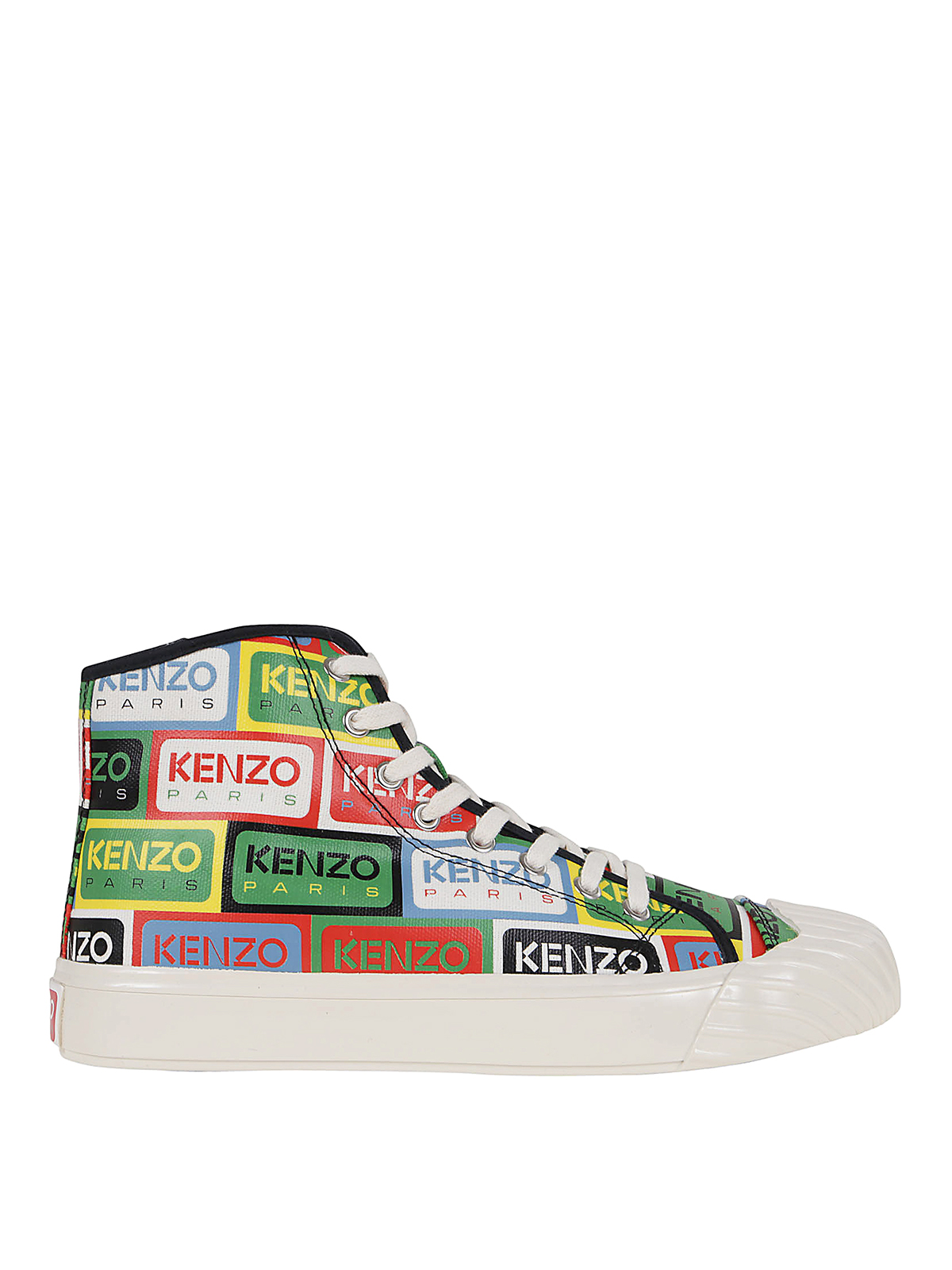 Shop Kenzo Cotton High Top Sneakers In Multicolour