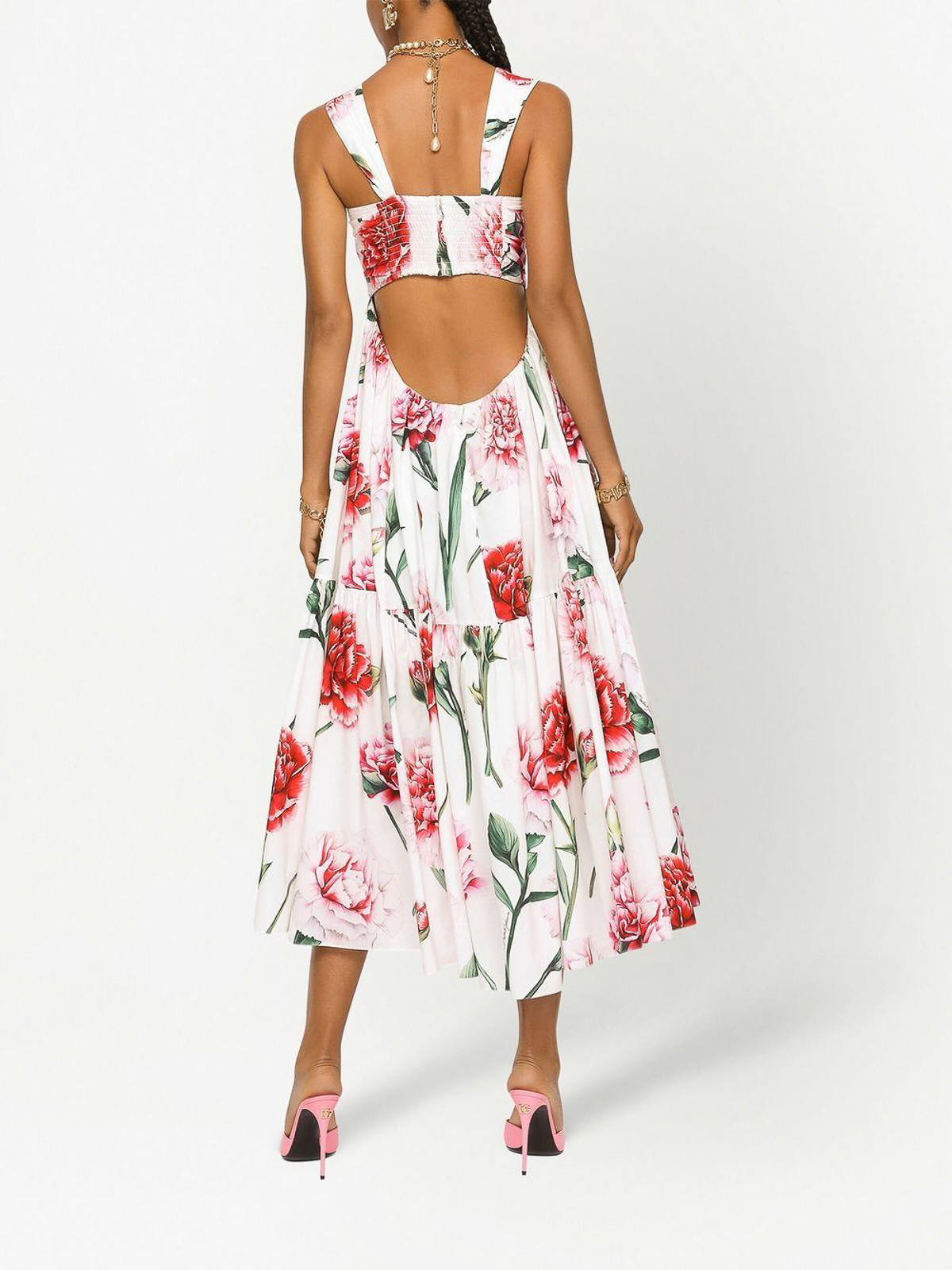 Dolce & Gabbana カーネーション ドレス Dolce & Gabbana Carnation print heart neckline dress