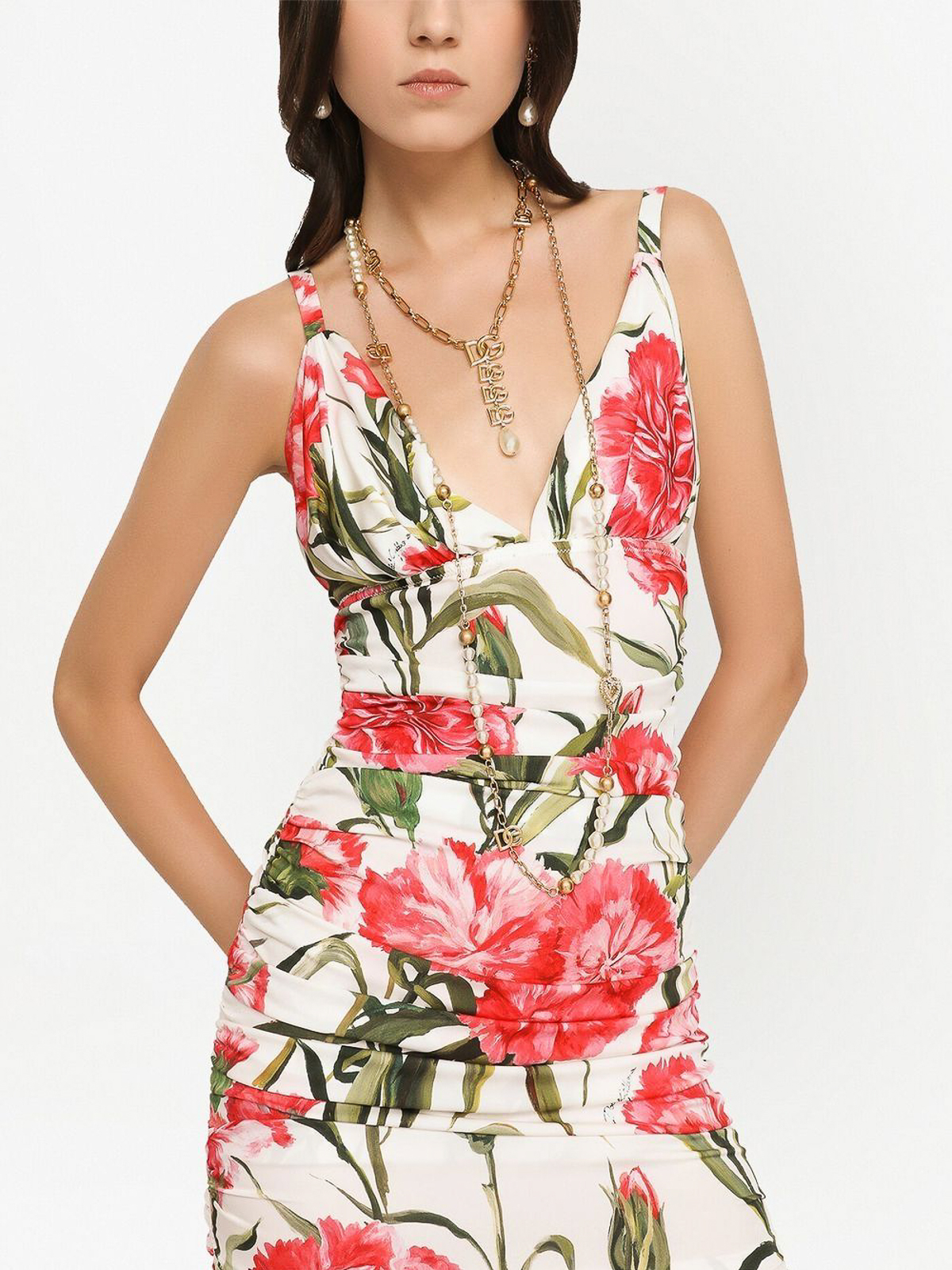 Dolce & Gabbana カーネーション ドレス Dolce & Gabbana Midi carnation print dress | F6AWLTFSA4OHA3VL