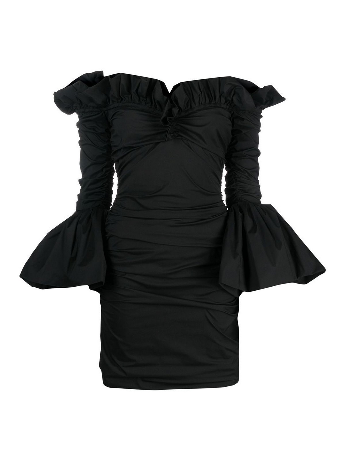 Philosophy Di Lorenzo Serafini Mini Ruched Stretched Dress In Black