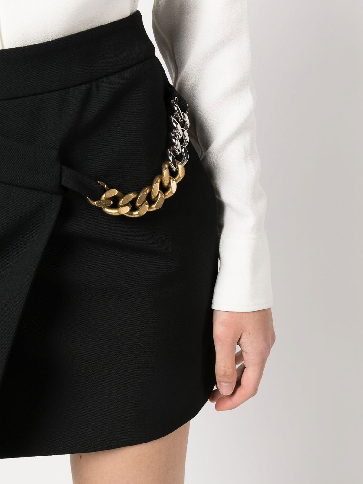 Shop Stella Mccartney Falabella Mini Chain Detail Wrap Skirt In Black