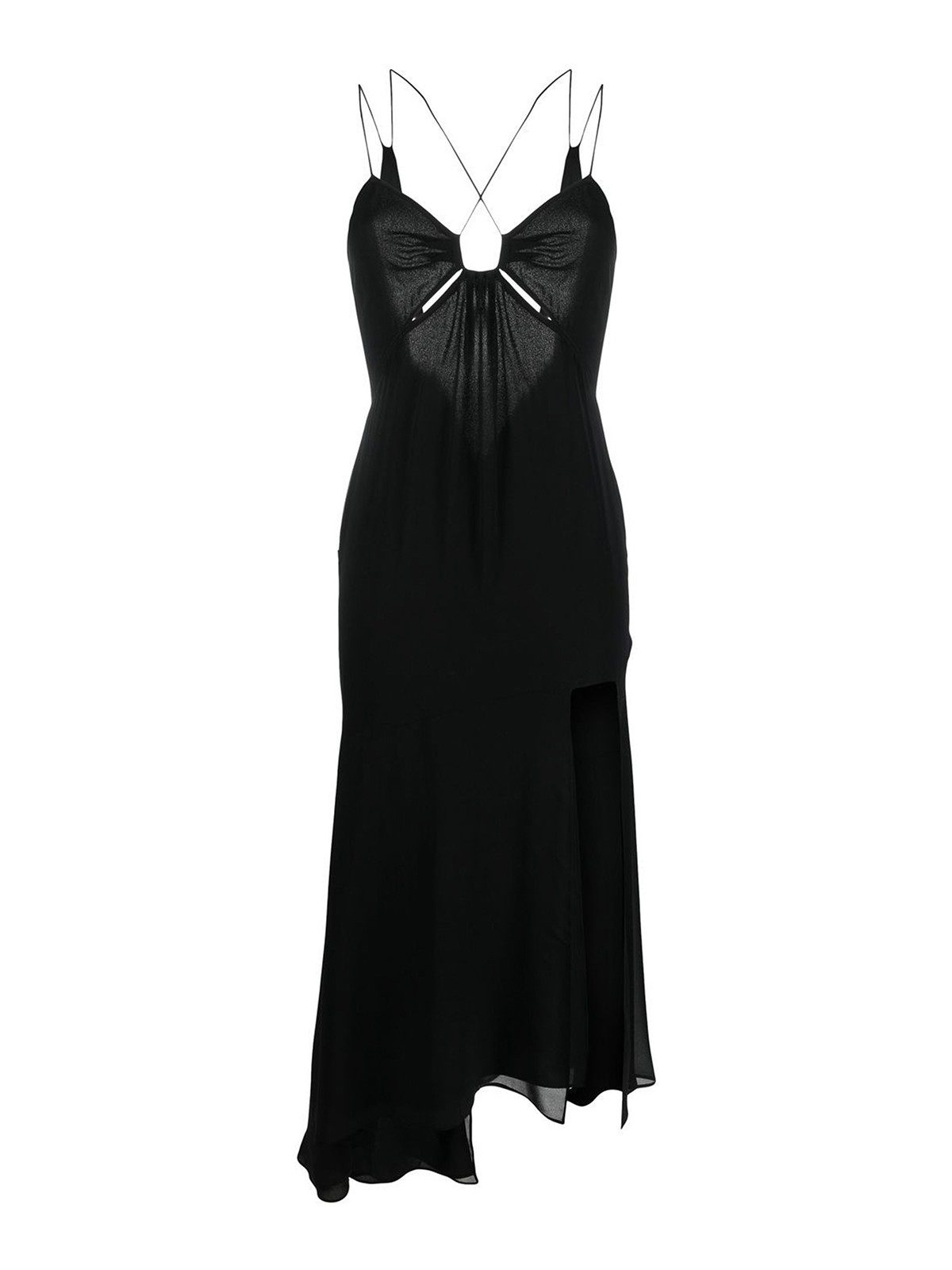 The Andamane `layla Midi` Asymmetric Halterneck Midi Dress In Black