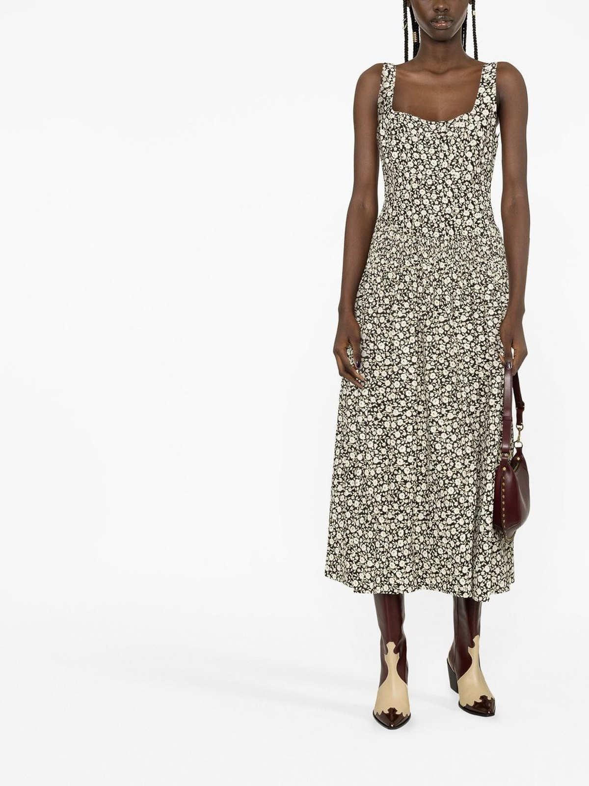 Tory Burch Ditsy floral silk taffeta corset dress|145208001
