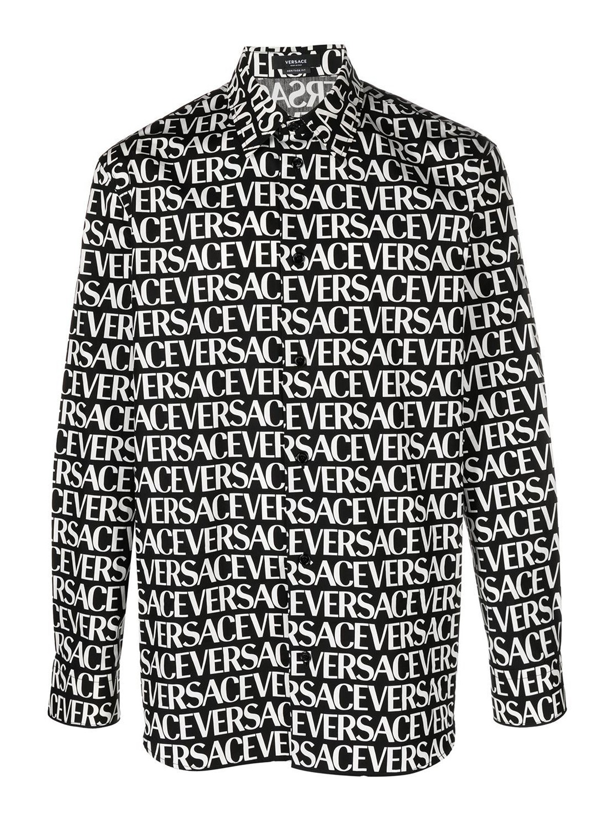 Versace Monogrammed Cotton Shirt In Black
