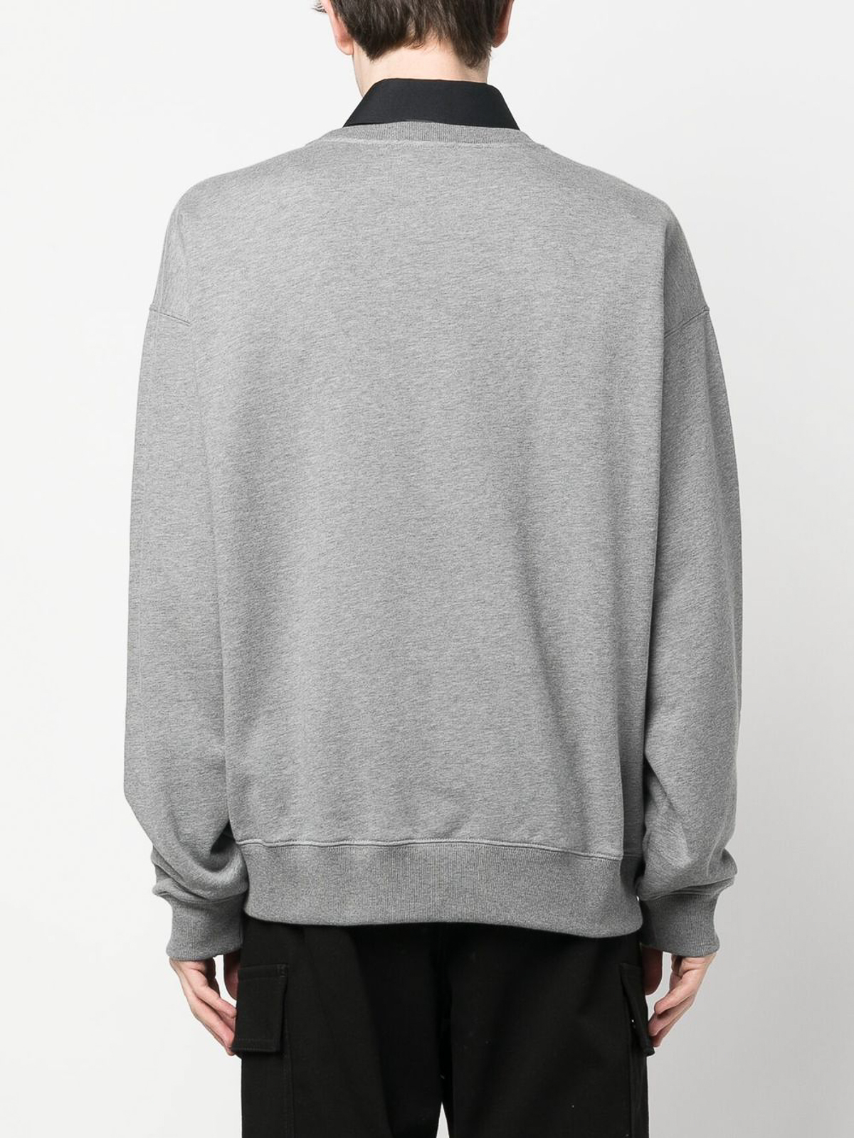Shop Versace Cotton Crewneck Sweatshirt With Front Print In Grey