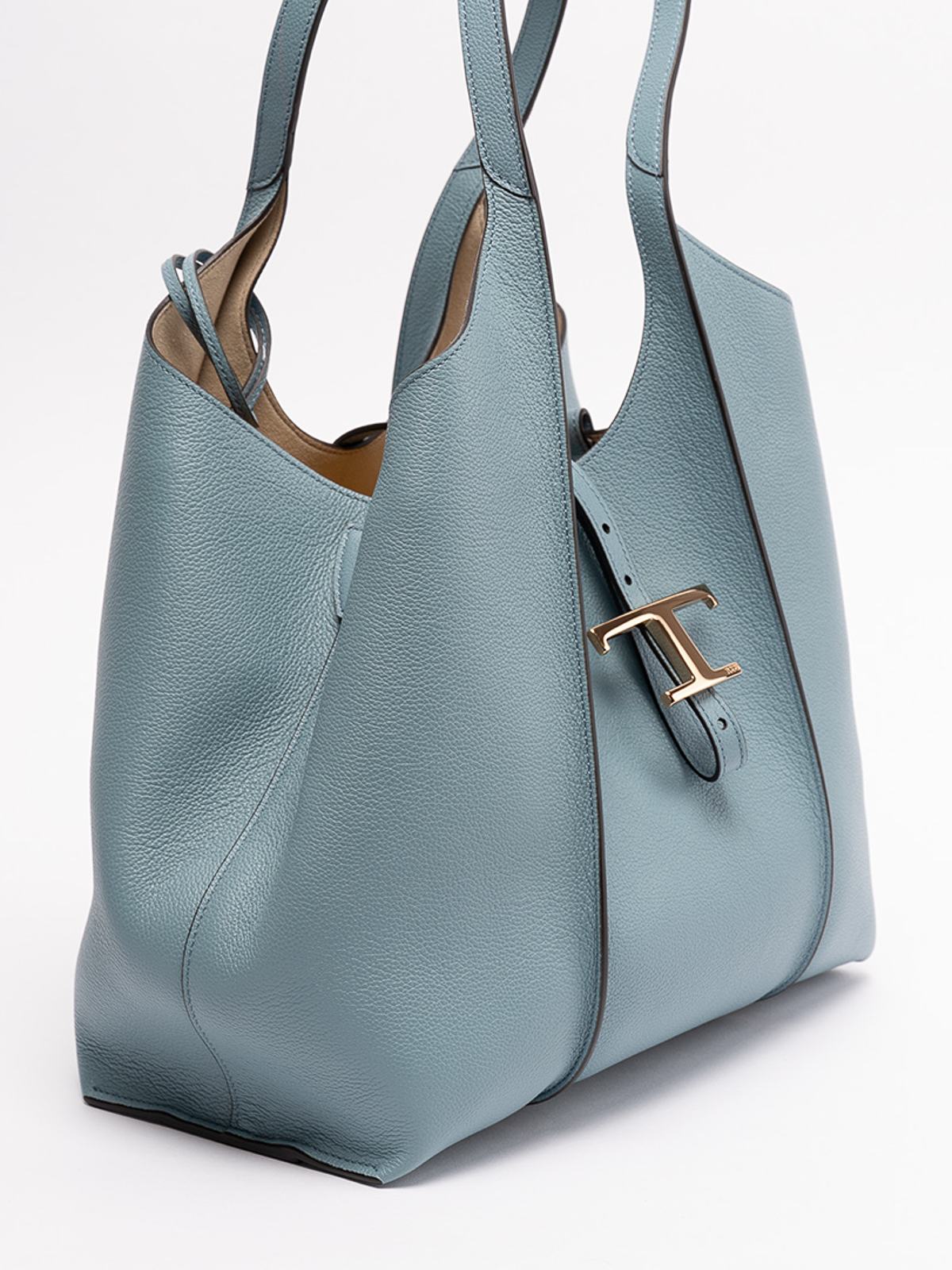 TOD'S ブルーショルダーバッグ　Diバック Woman ライトブルー トッズ Di バッグ フォリオ レザー バッグ