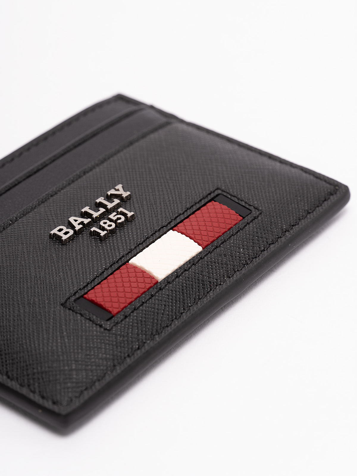 Shop Bally Card Holder In Grained Leather With Logo In Black