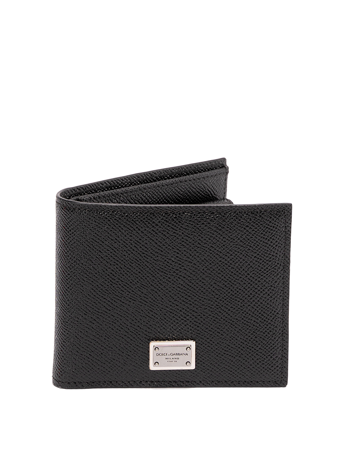 Dolce & Gabbana Wallet In Grained Leather With Logo In Black