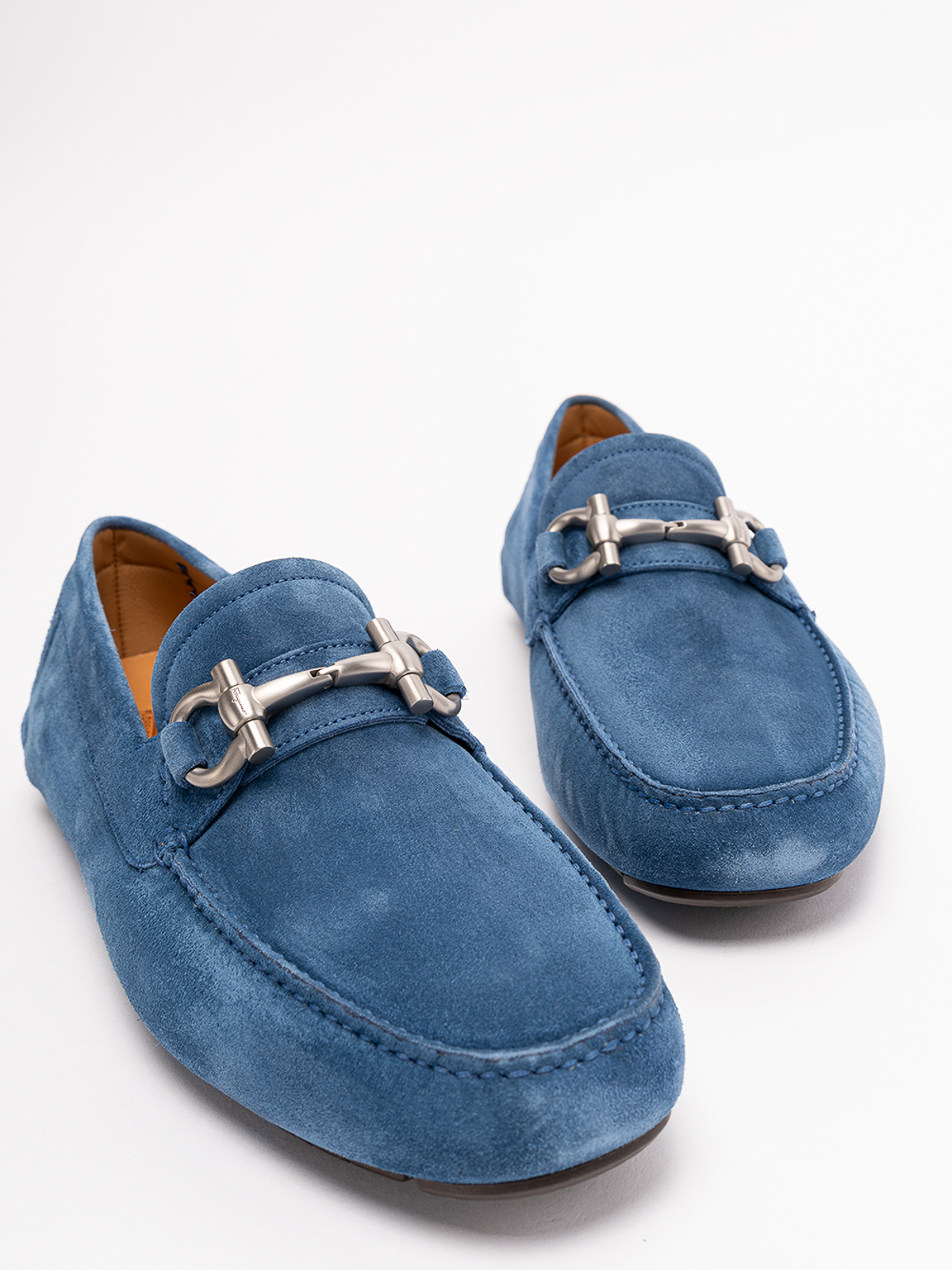 Ferragamo Suede loafers with hardware - Blue - Men  display picture 1