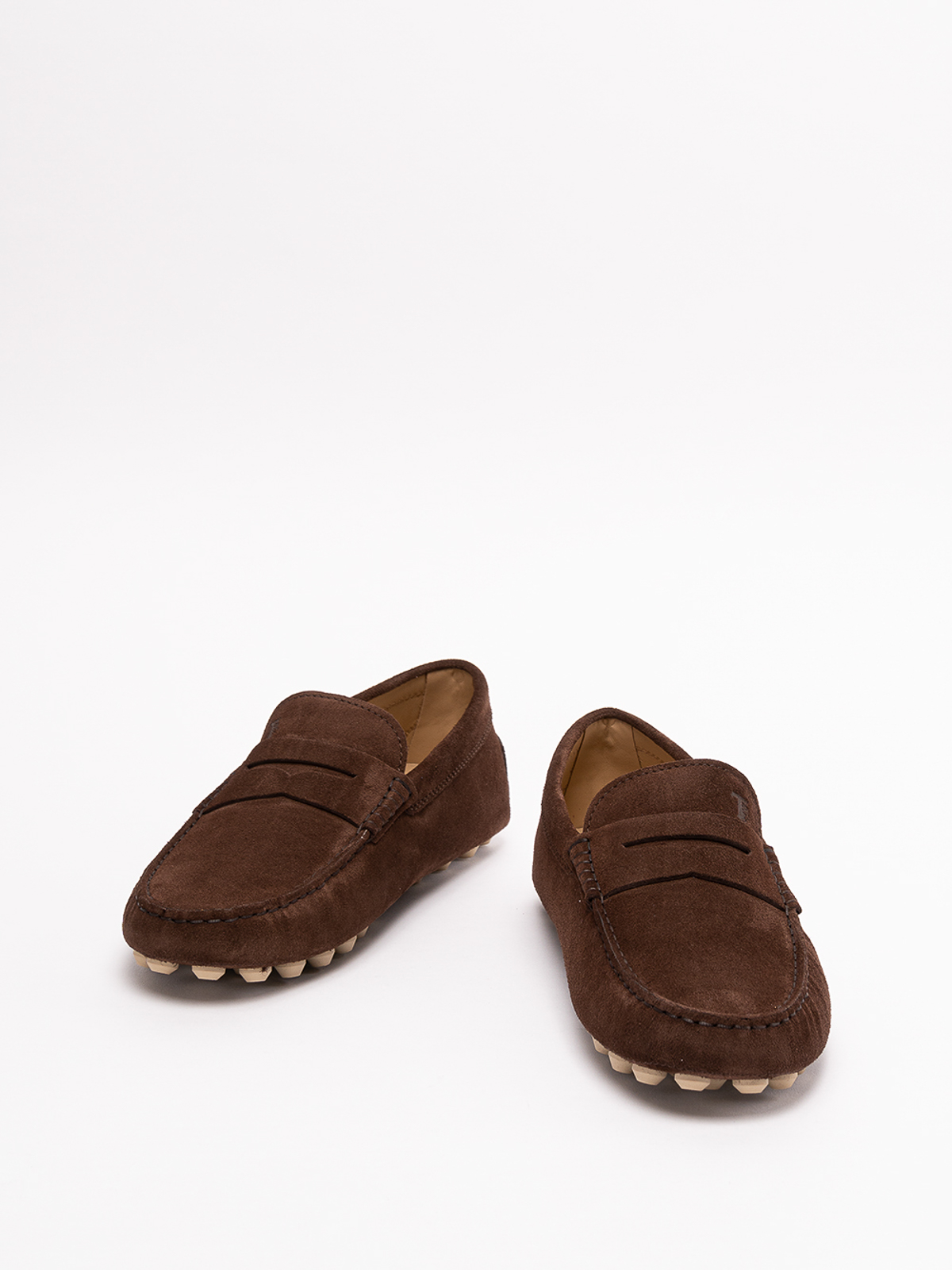 Shop Tod's Gommino Moccasins In Suede In Brown