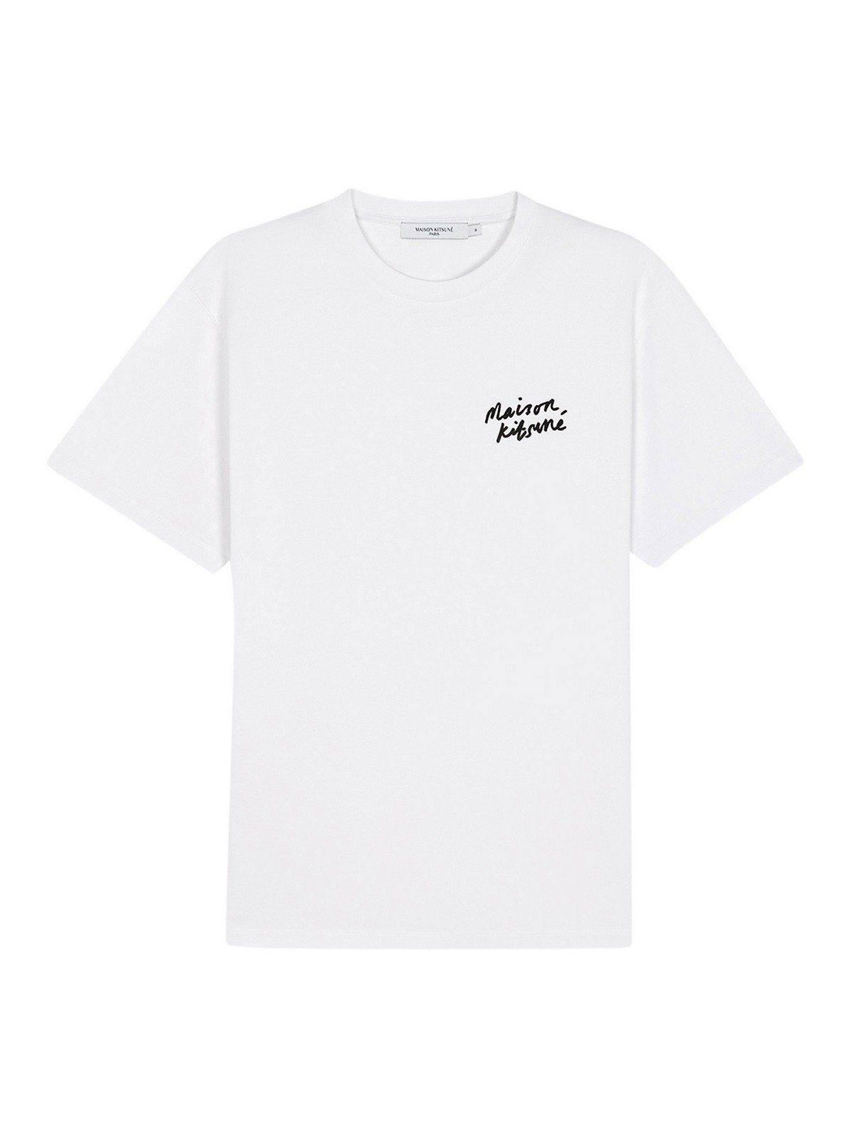 Shop Maison Kitsuné Crewneck T-shirt With Logo In White
