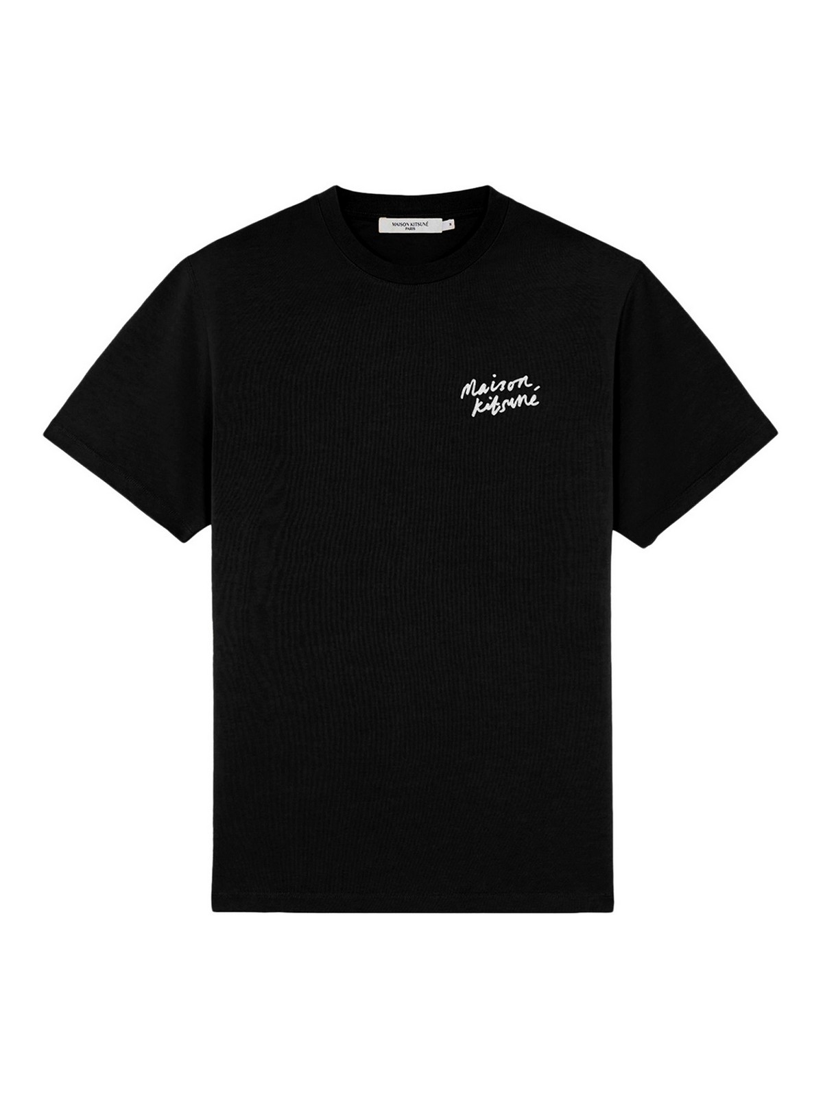 【送料&関税込】Maison KitsunAC Black T-shirt With Logo Lett MAISON KITSUNÉ: Maison Kitsuné t-shirt with mini logo