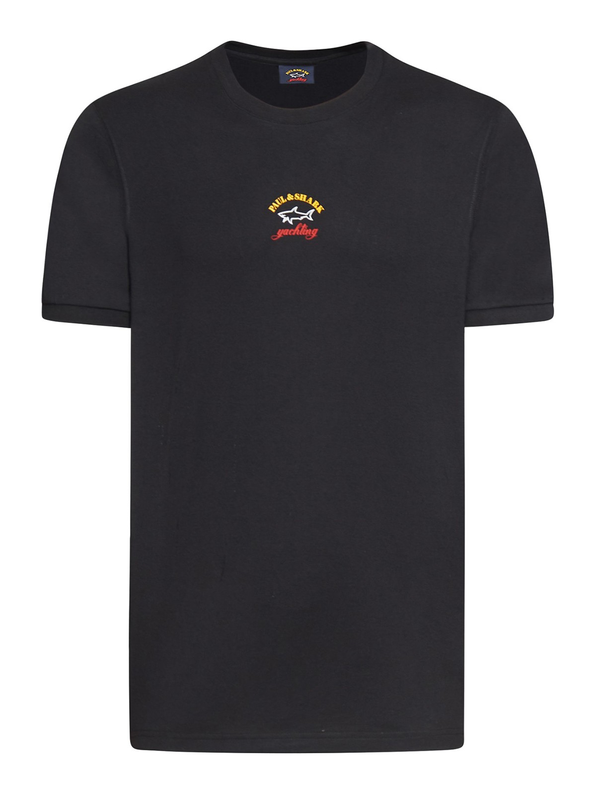 Shop Paul & Shark Crewneck Cotton T-shirt With Logo In Black