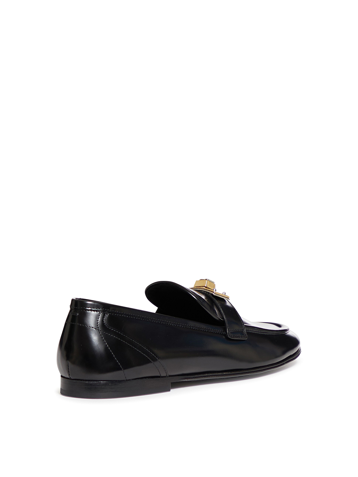 Shop Dolce & Gabbana Patent Leather Loafers With Logo Plaque In Black