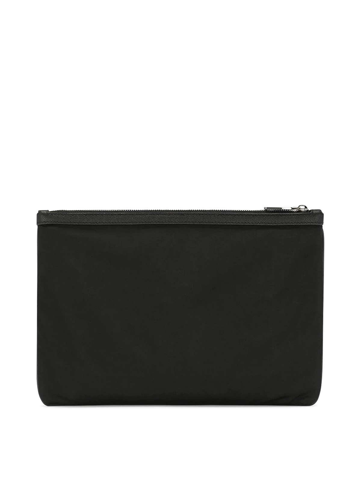Shop Dolce & Gabbana Leather Clutch Bag With Logo Plaque In Negro
