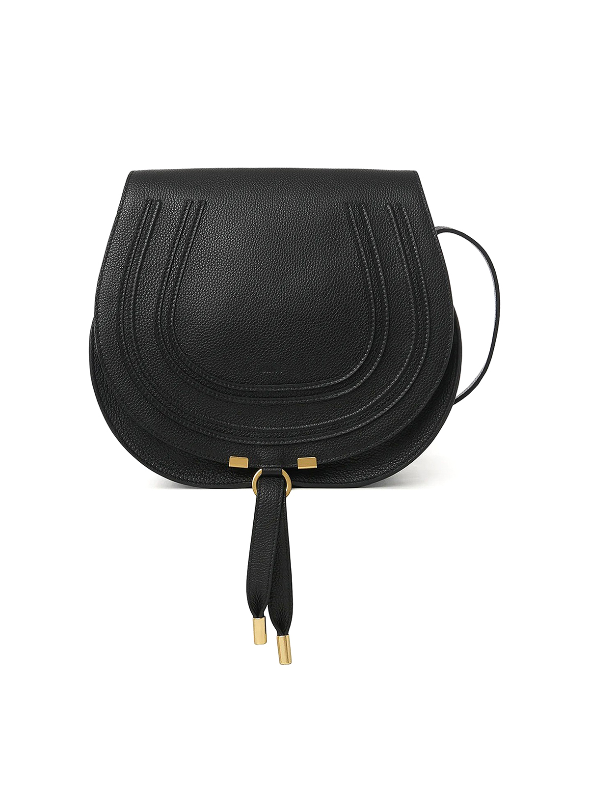 Chloé Grained Leather Bag With Stitching In Negro