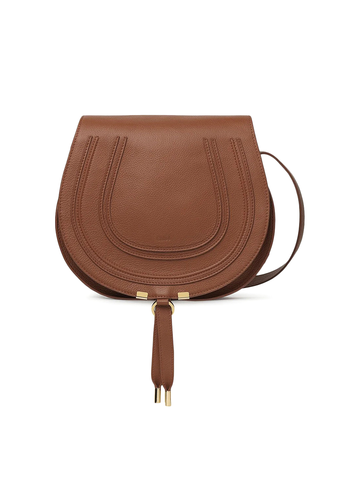 Chloé Grained Leather Bag With Stitching In Marrón