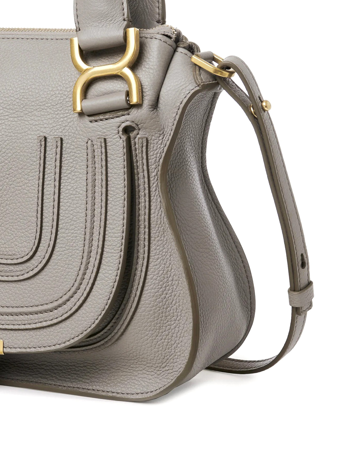 Shop Chloé Garnet Leather Handbag With Handle Detail In Grey