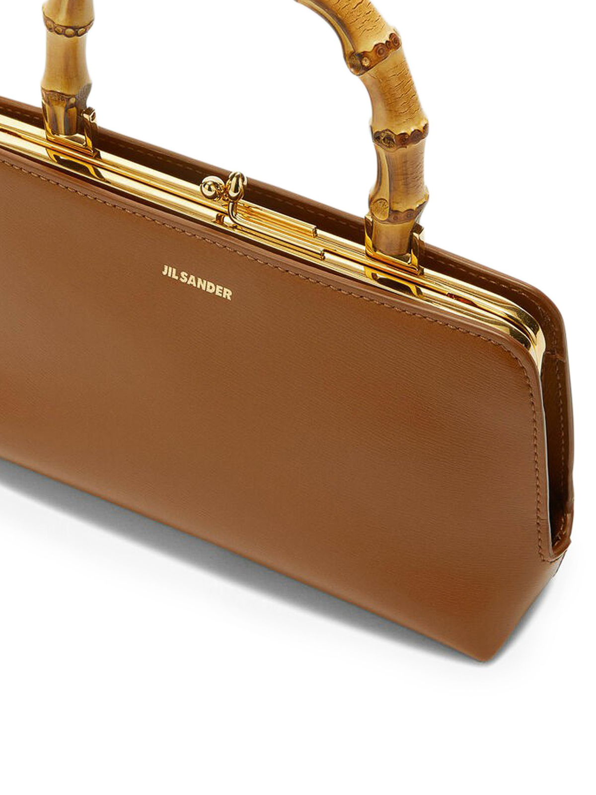 Shop Jil Sander Clutch-style Leather Bag With Handle In Marrón