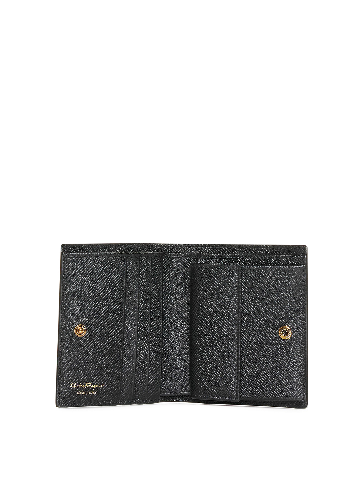 Shop Ferragamo Grained Leather Wallet With Logo In Negro