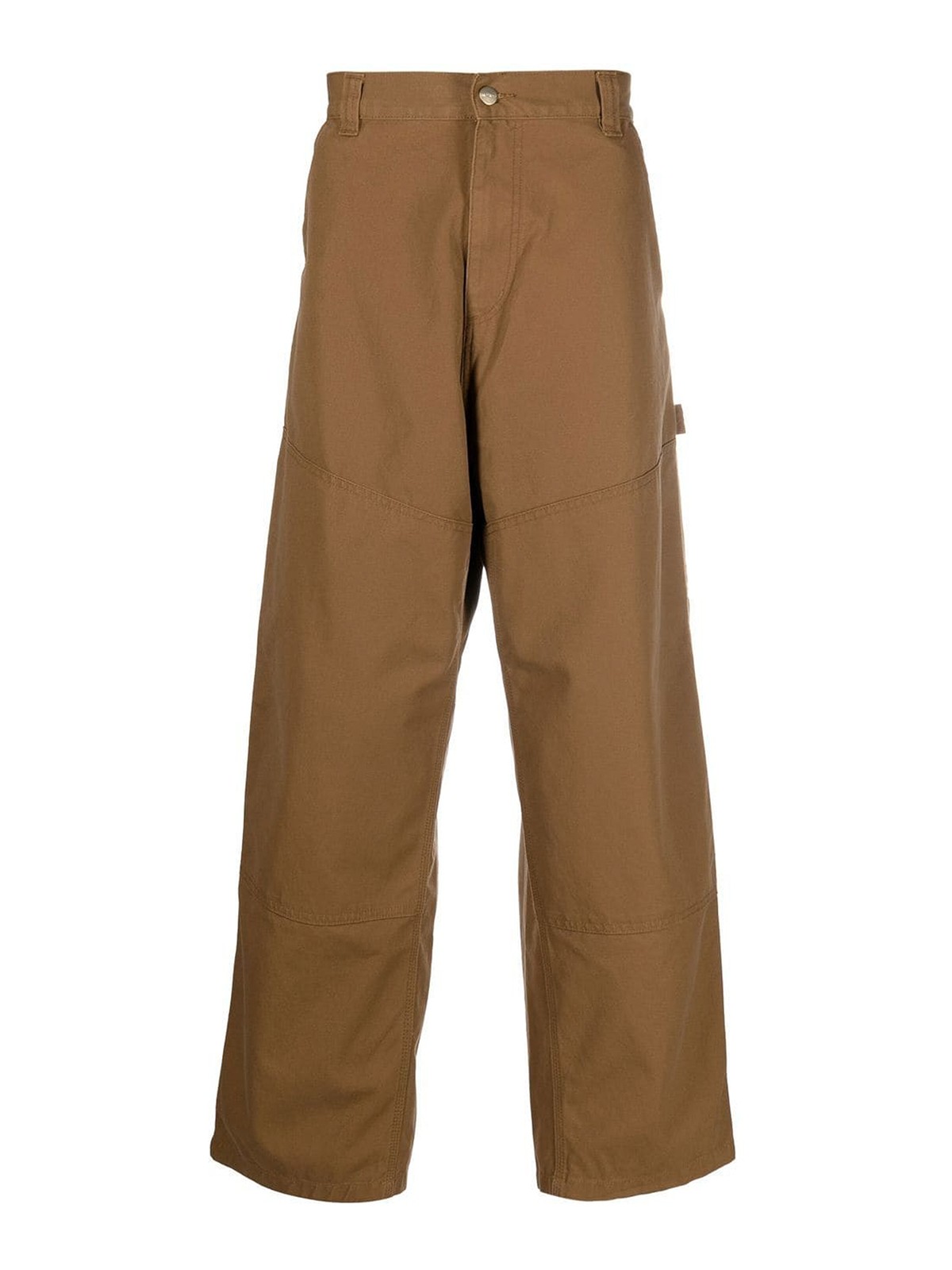 Carhartt Wide Leg Cotton Casual Trousers In Brown