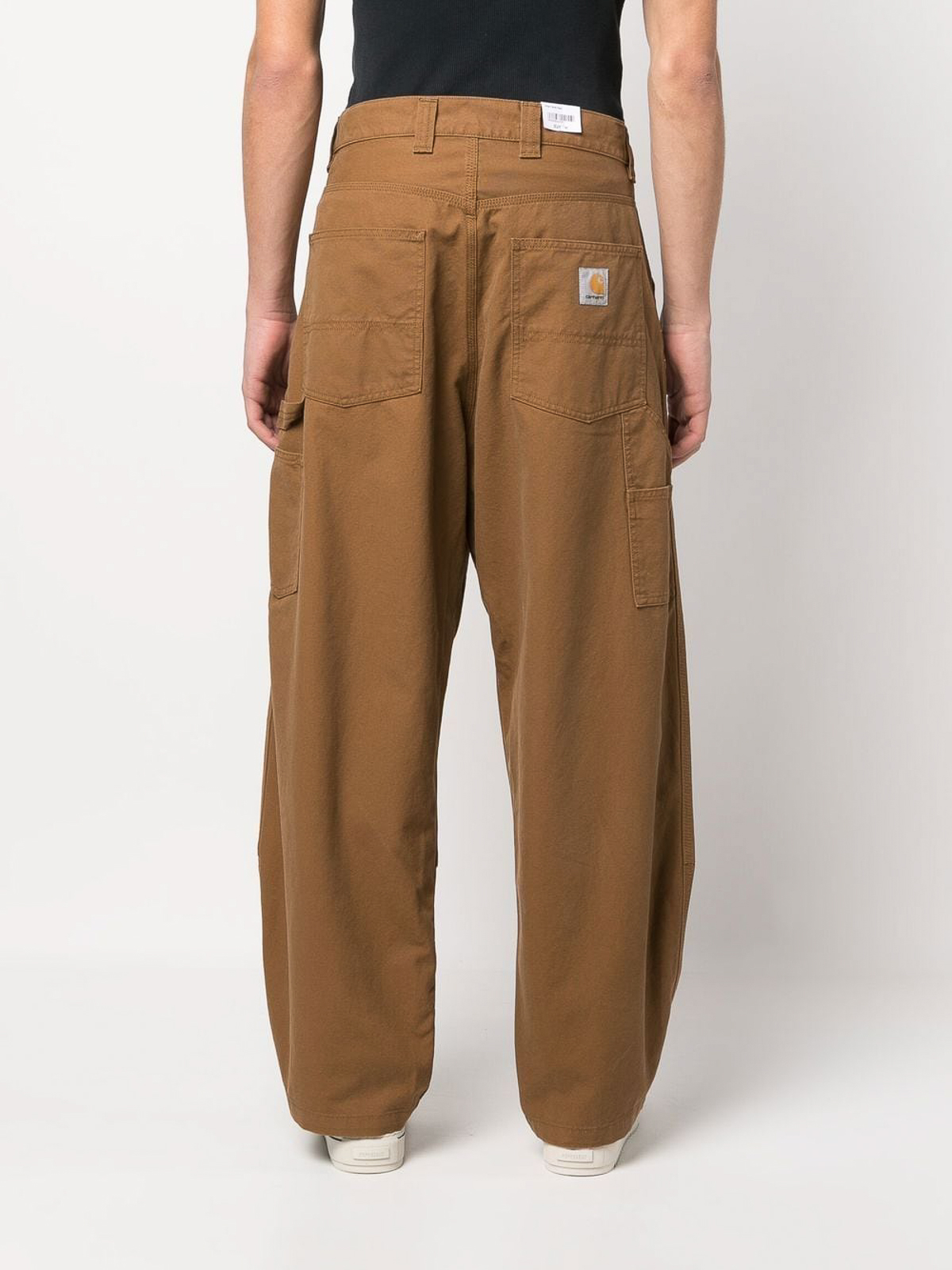 Shop Carhartt Wide Leg Cotton Casual Trousers In Brown