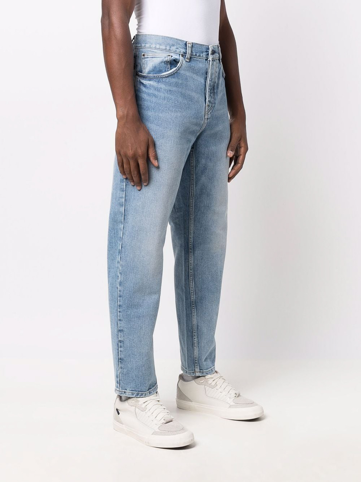 Shop Carhartt High Waist Straight Leg Denim Jeans In Light Blue