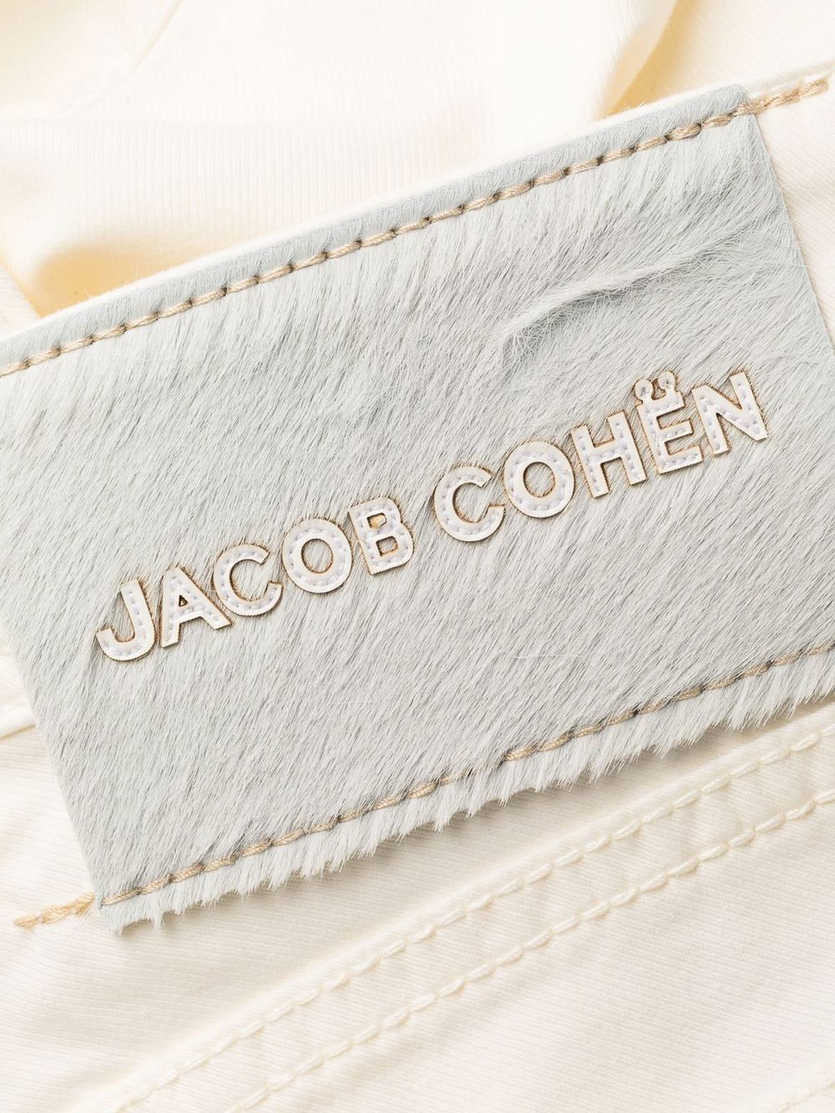 Shop Jacob Cohen Rear Logo Patch Straight Leg Jeans In Beige