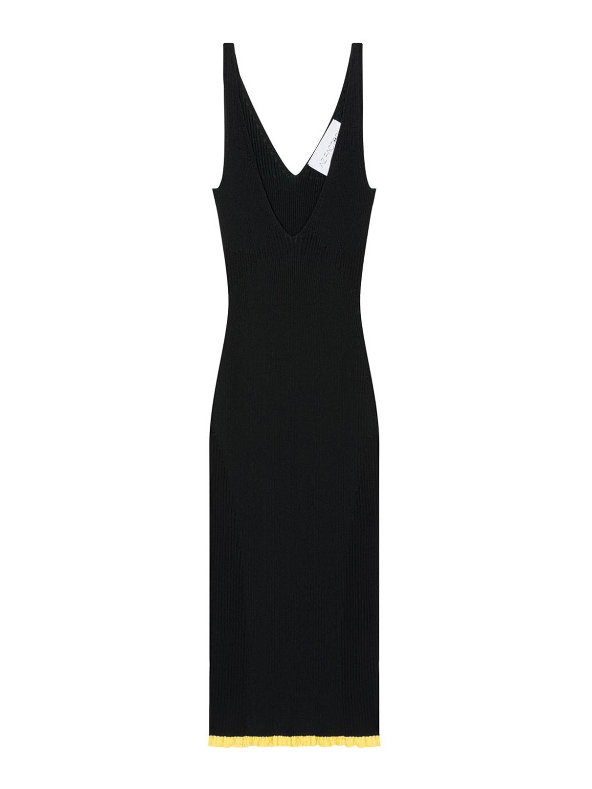Shop Az Factory Midi V-neck Ribbed Dress In Negro