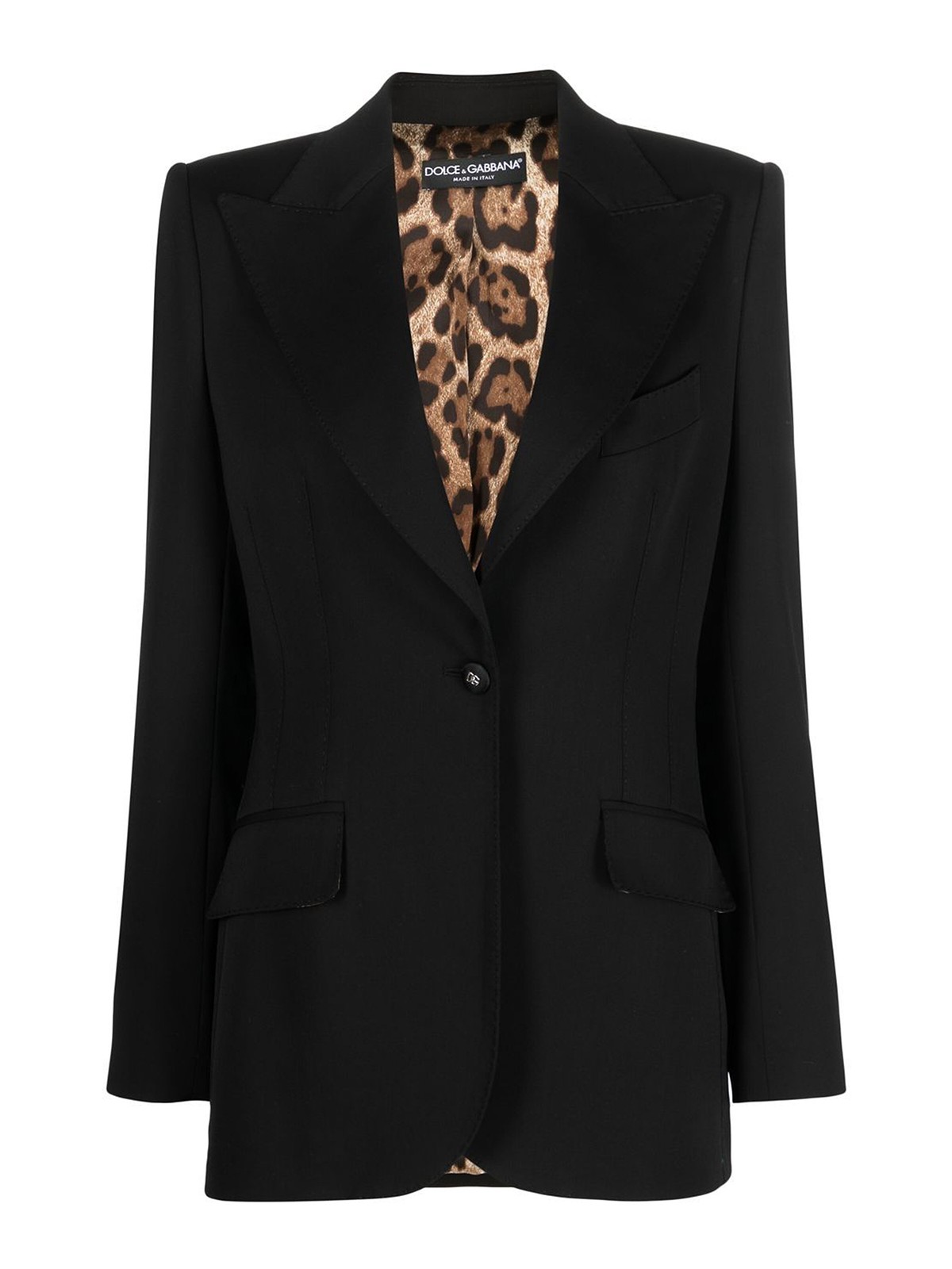 Shop Dolce & Gabbana Single-breasted Animalier Lining Blazer In Black
