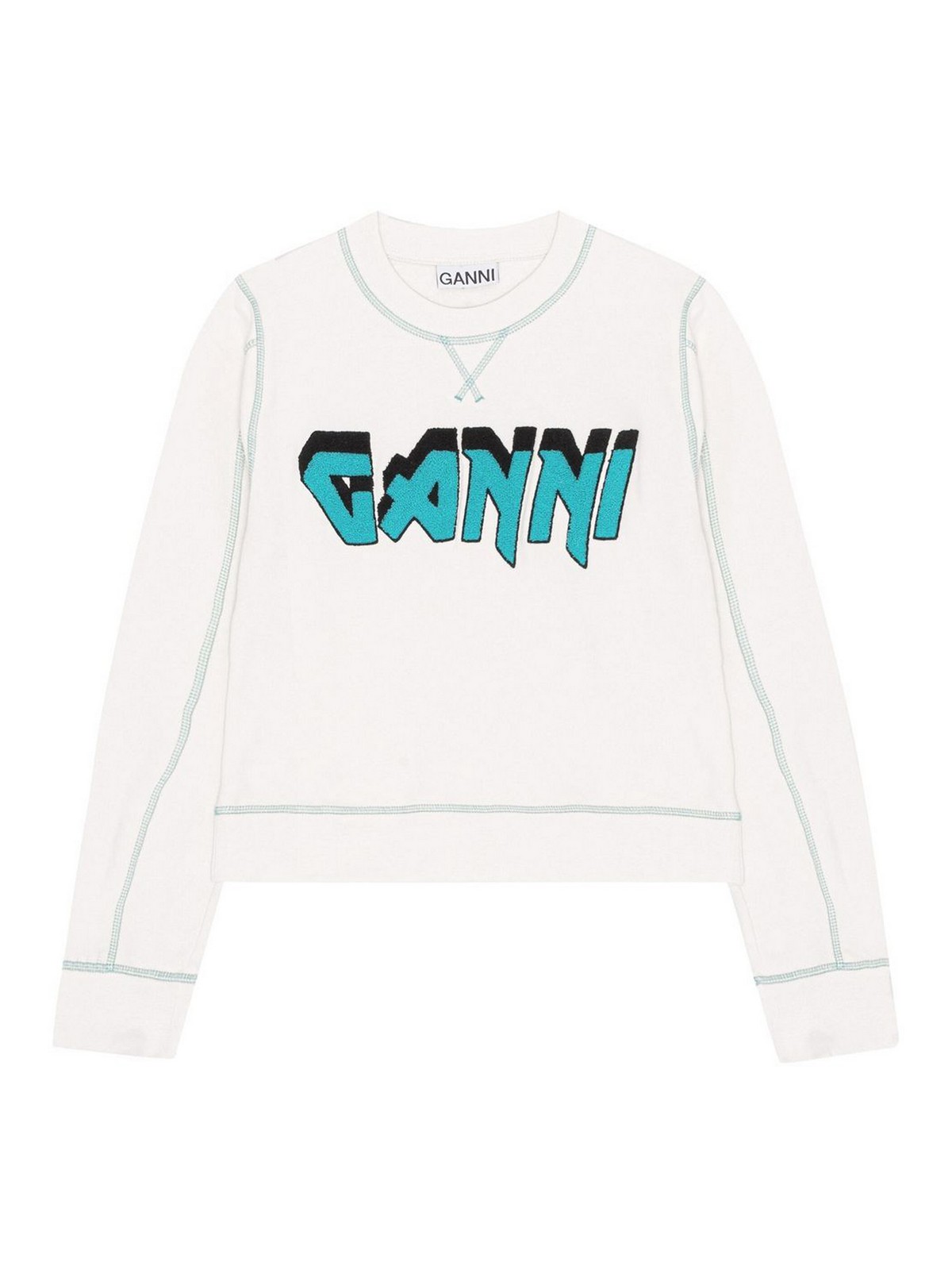 Ganni Isoli Rock Logo-embroidered T-shirt In White