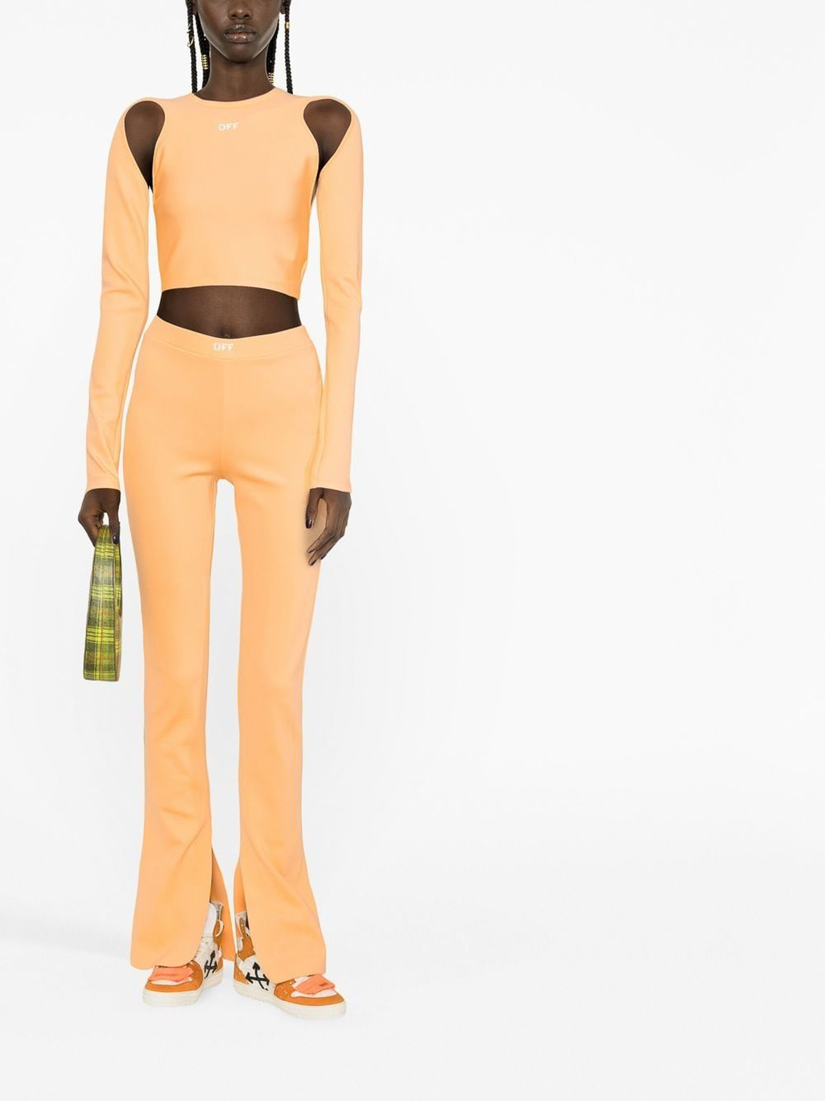 Shop Off-white Sleek Bootcut Trousers In Orange