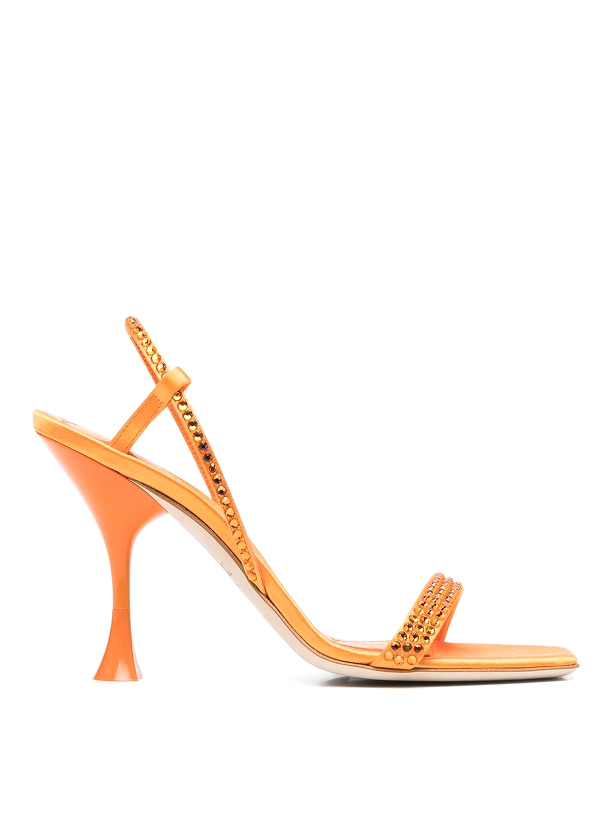 Shop 3juin Crystal Embellished Leather Sandals In Orange