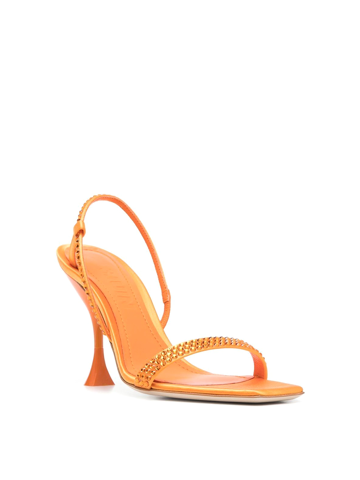 Shop 3juin Crystal Embellished Leather Sandals In Orange