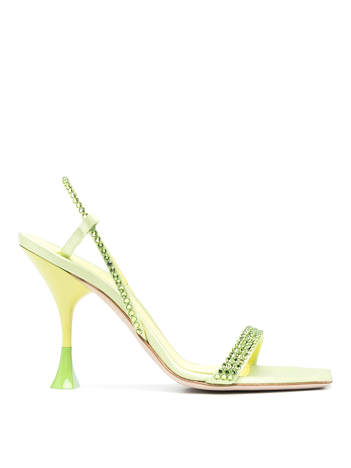 Shop 3juin Crystal Embellished Leather Sandals In Verde