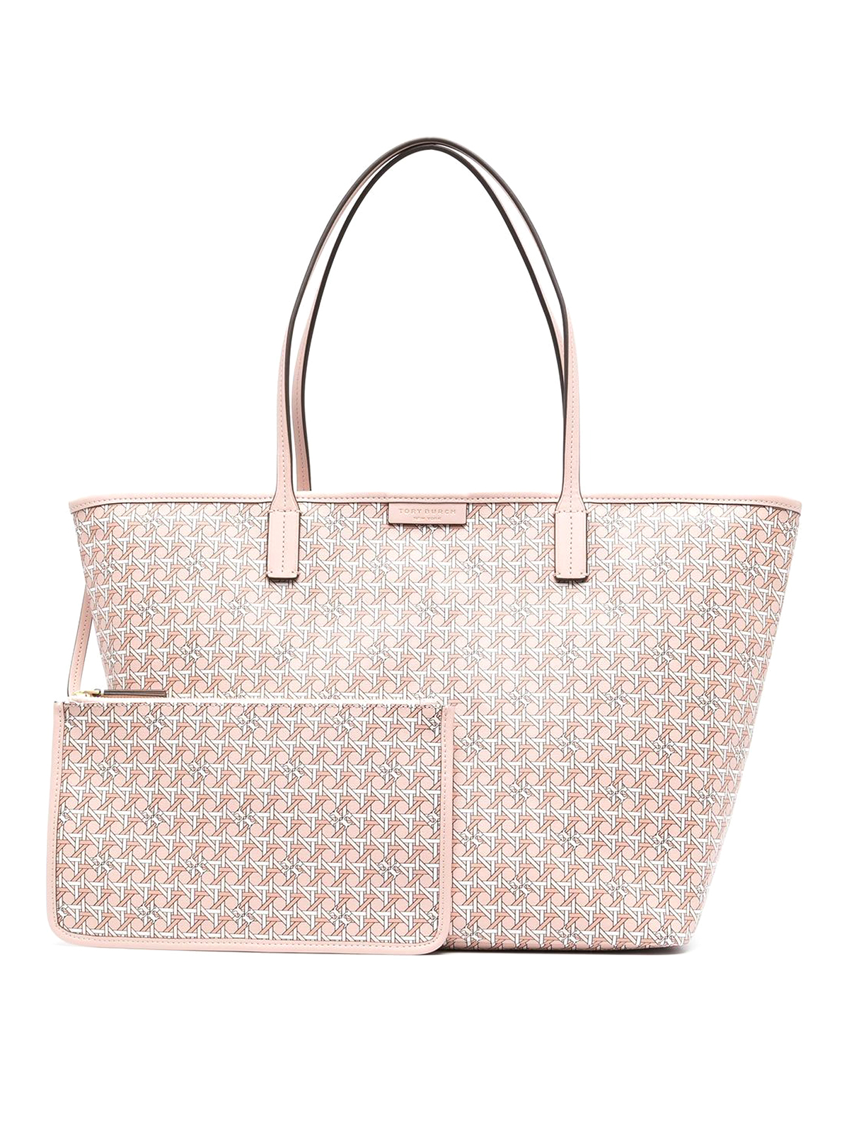 Tory Burch Monogram-pattern Coated-canvas Tote In Rosado