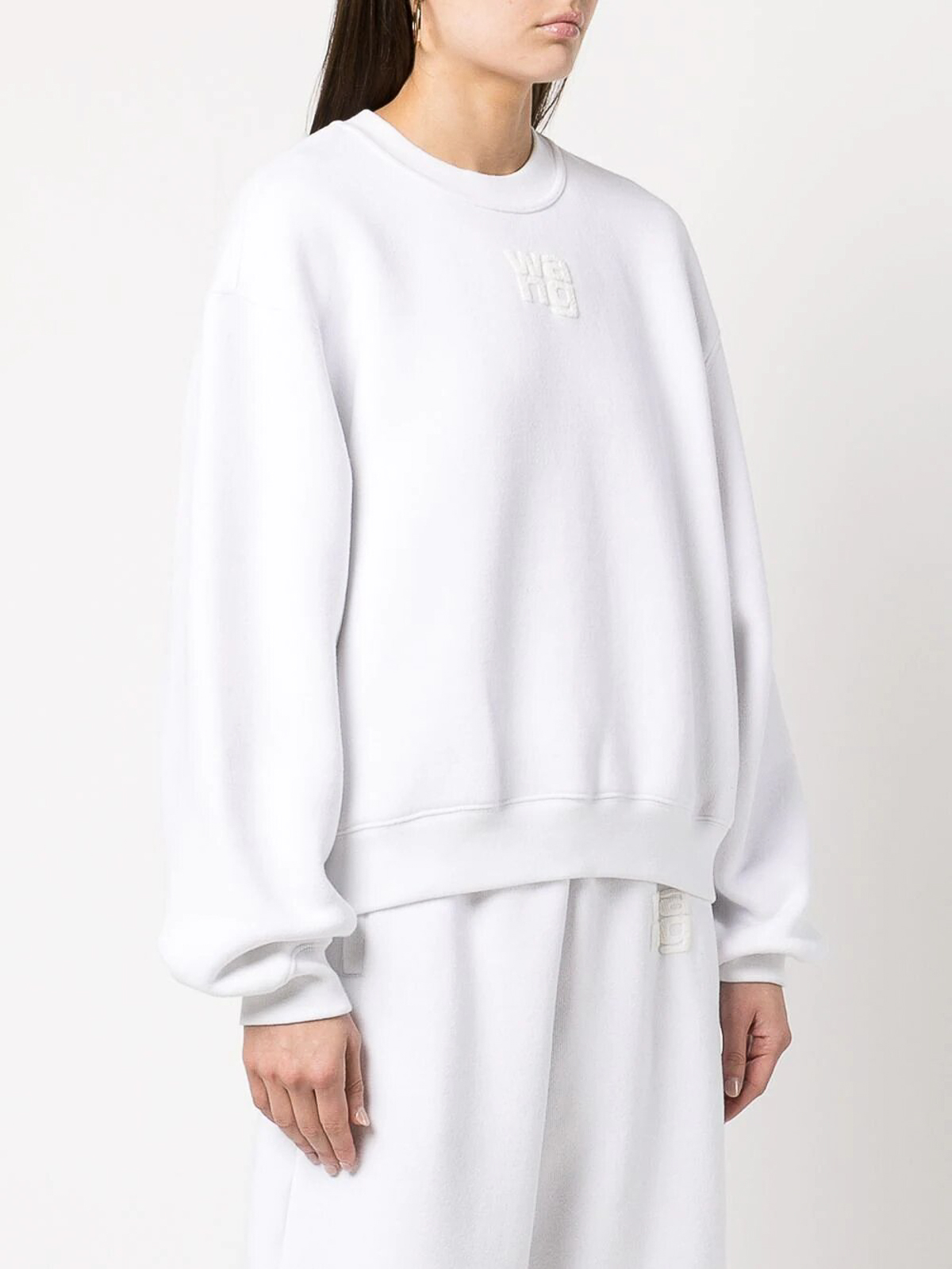 Shop Alexander Wang Crewneck Cotton Sweatshirt With Logo In Blanco