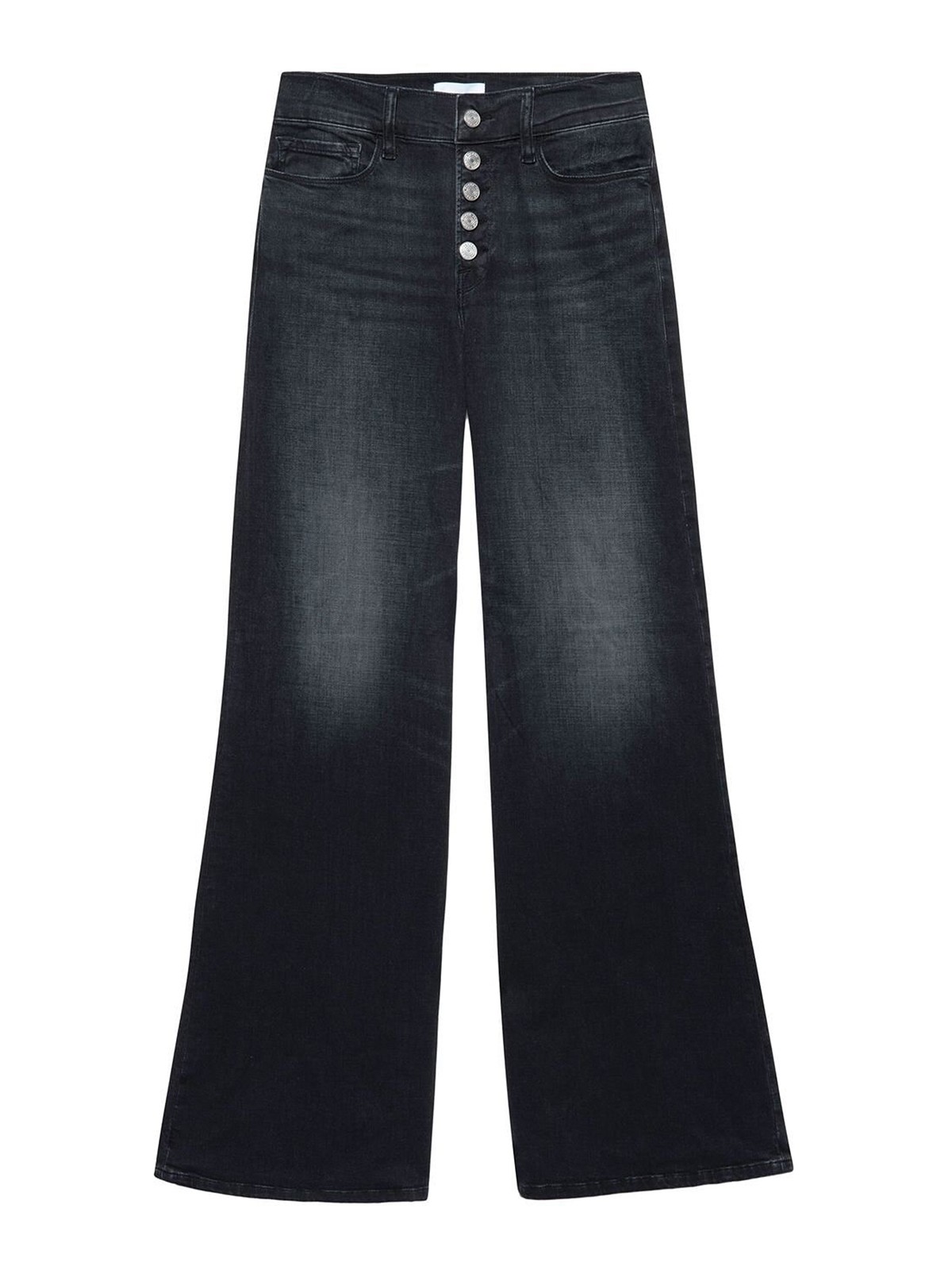 Frame High Waisted Wide Leg Jeans With Buttons In Lavado Oscuro