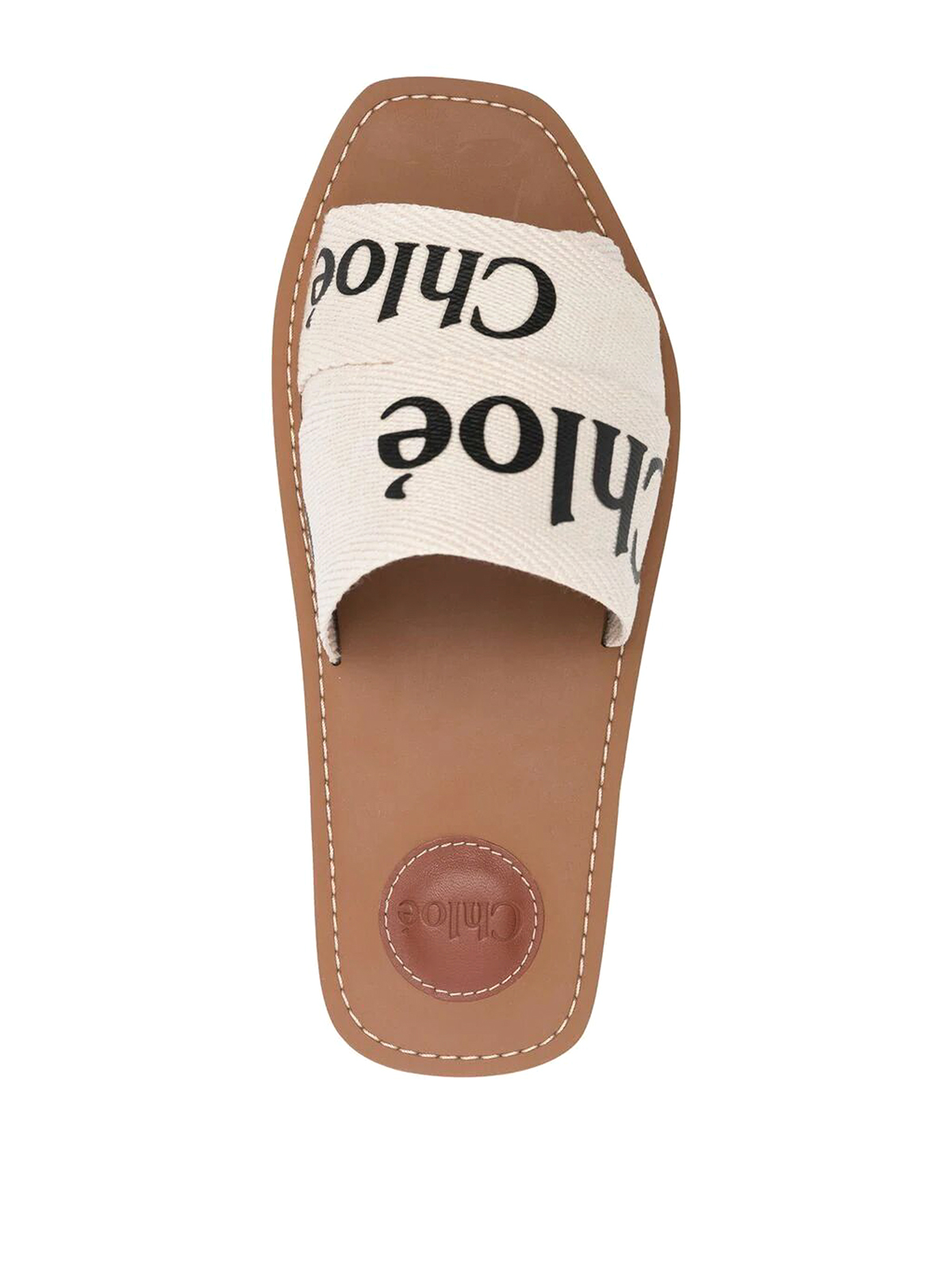 Sandals Chloe' - Flat sandals with linen band and logo - CHC19U188Z3101