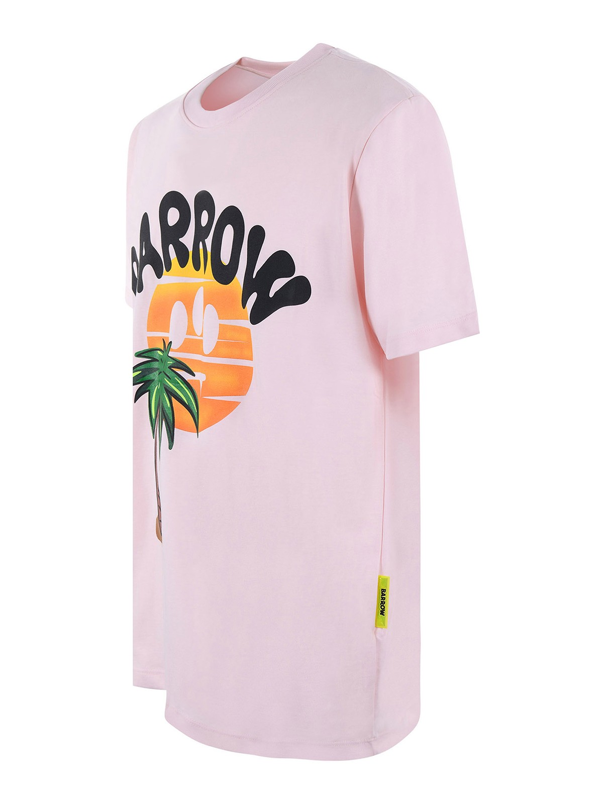 Shop Barrow Logo Printed Cotton T-shirt In Pink