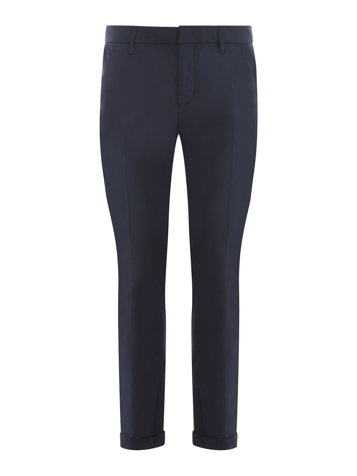 Dondup Pleated Cotton Trousers With Hidden Closure In Blue