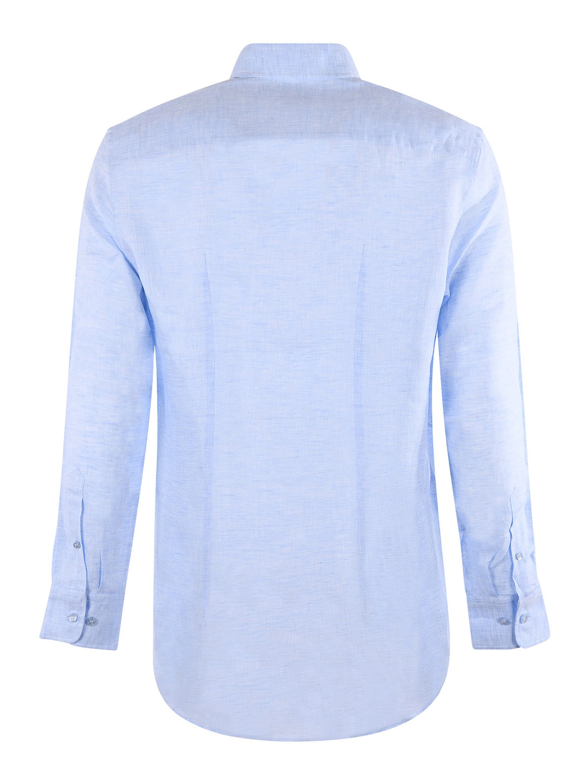 Shop Etro Embroidered Logo Linen Shirt In Light Blue