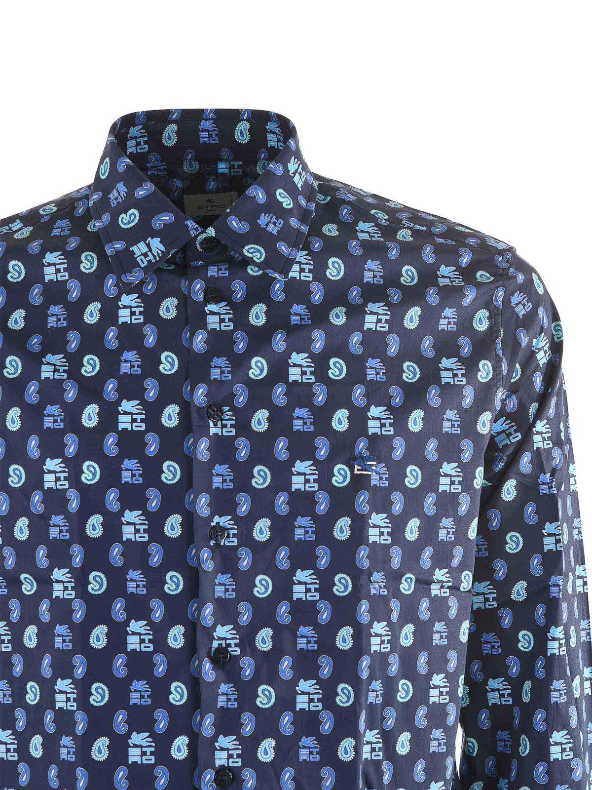 Shop Etro Patterned Cotton Shirt In Blue