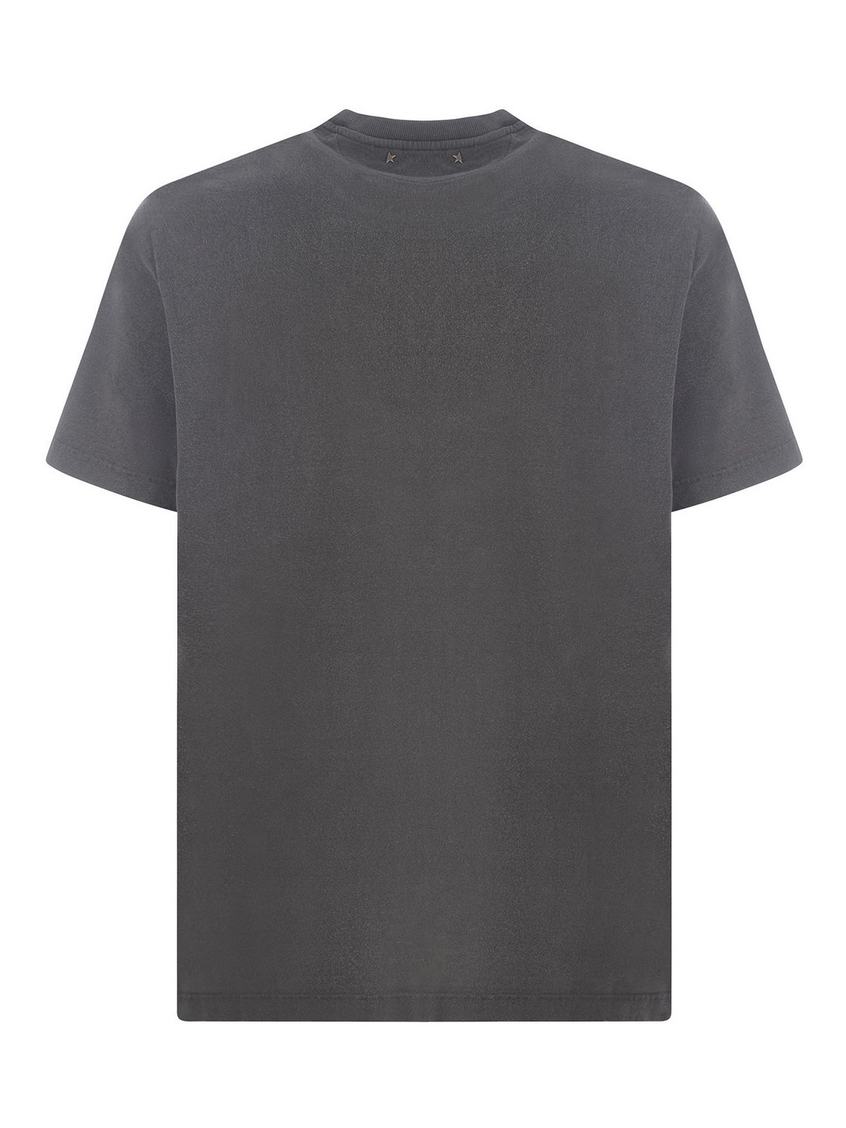 Shop Golden Goose Crewneck Cotton T-shirt With Logo In Grey
