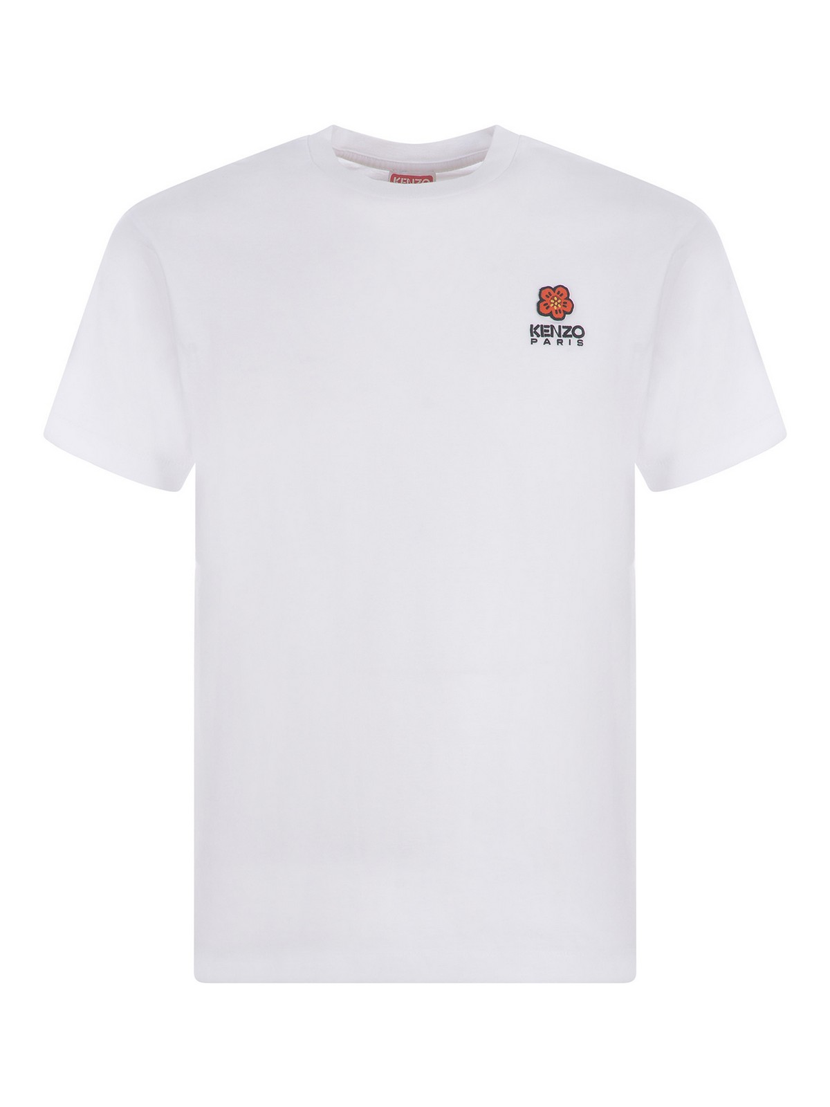 Kenzo Crewneck Cotton T-shirt With Logo In White