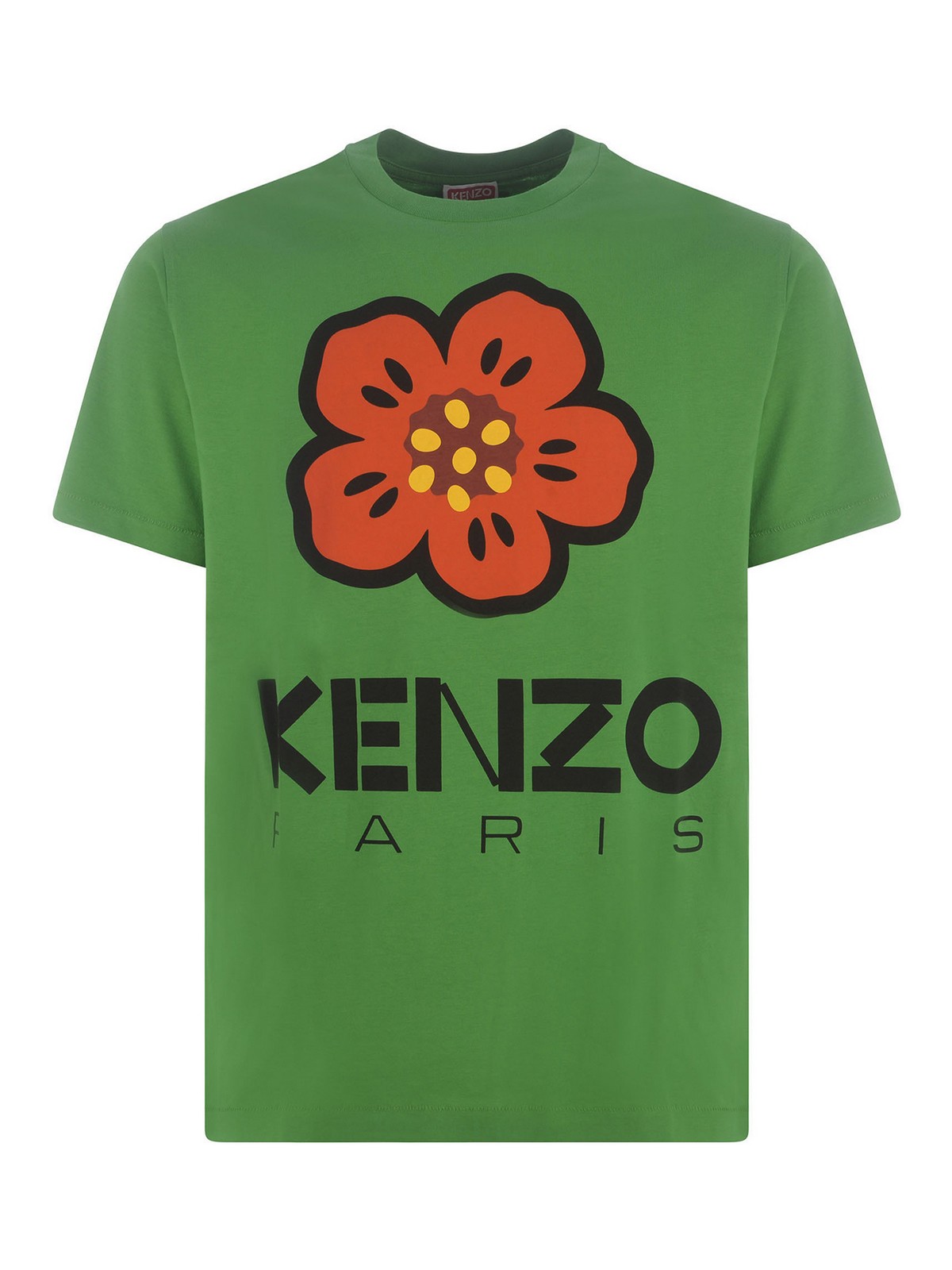 Kenzo Logo Printed Cotton T-shirt In Green
