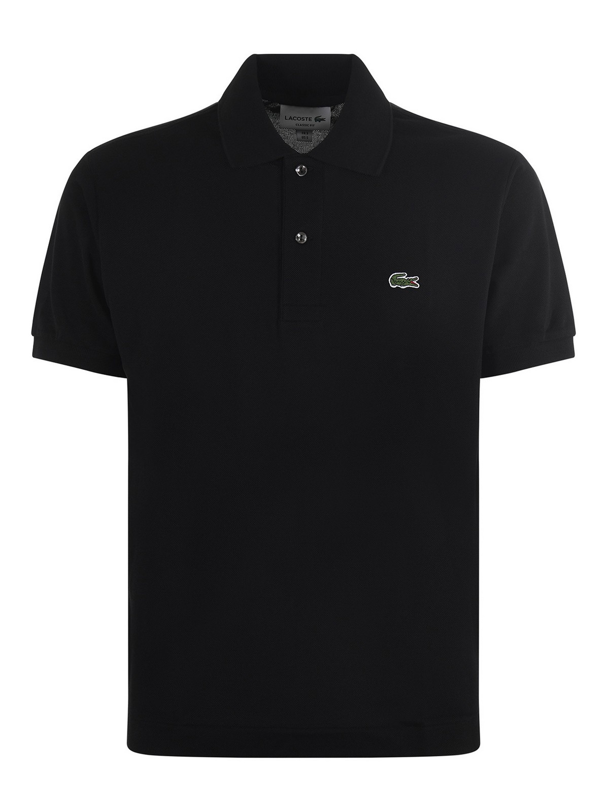 Lacoste Logo Embroidered Cotton Polo In Black